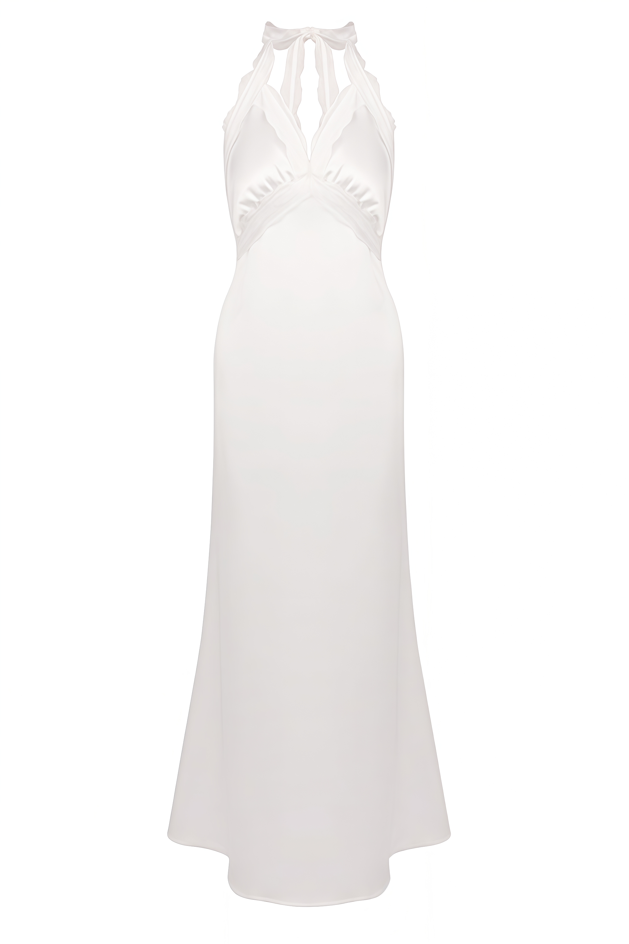 Sagan White Halter Neck Lace Maxi Dress