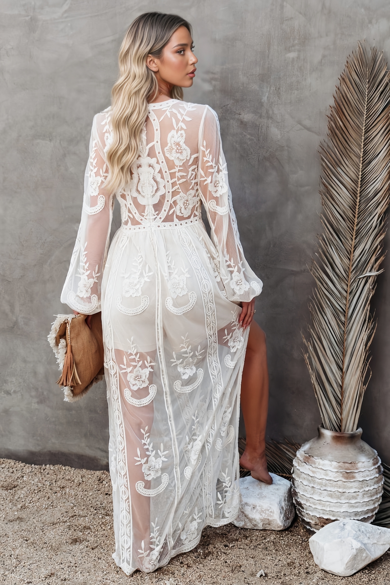 Elina Lace Long Sleeve Maxi Dress