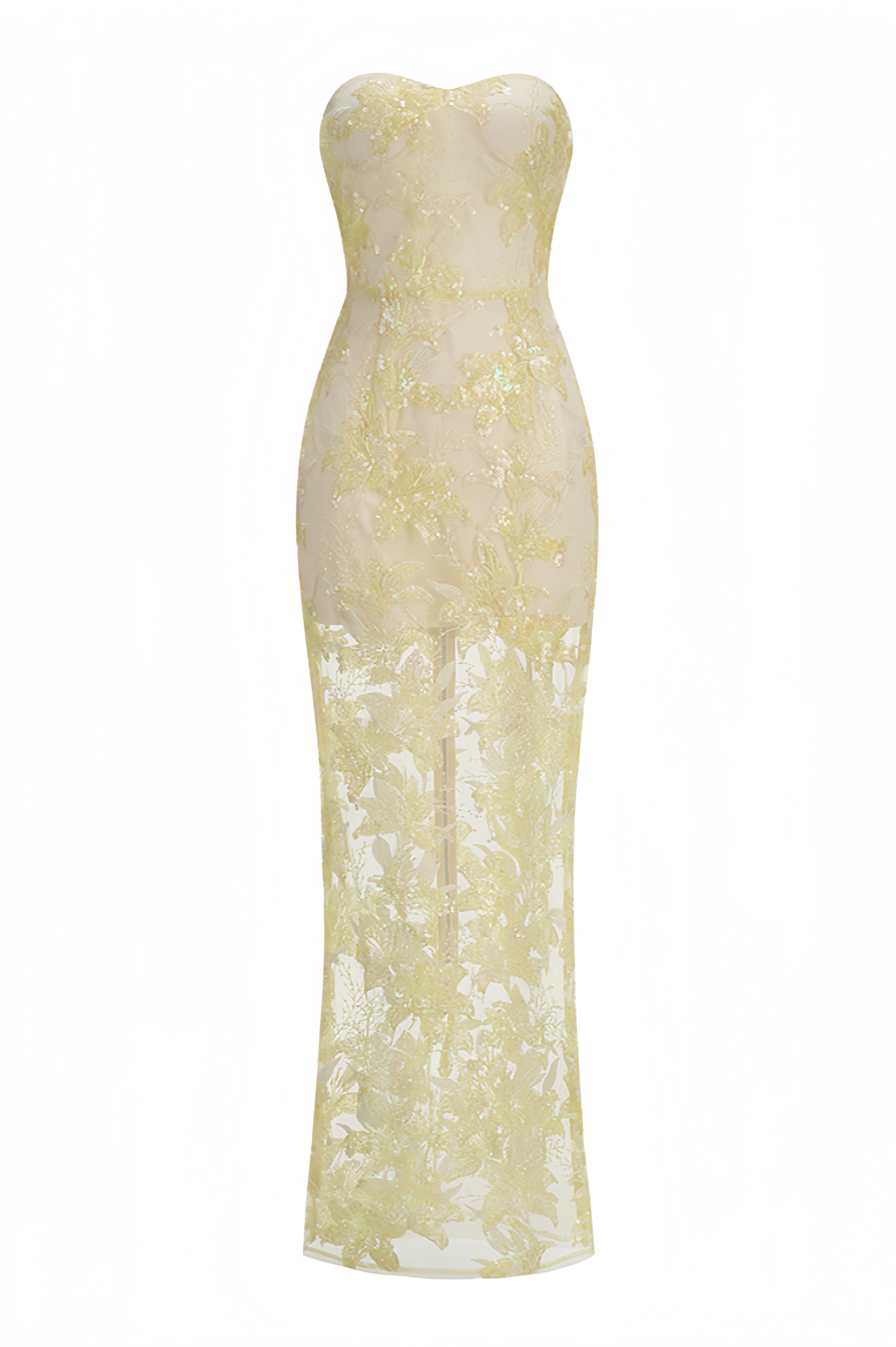 Nichalos Yellow Sequin Embellished Maxi Dress