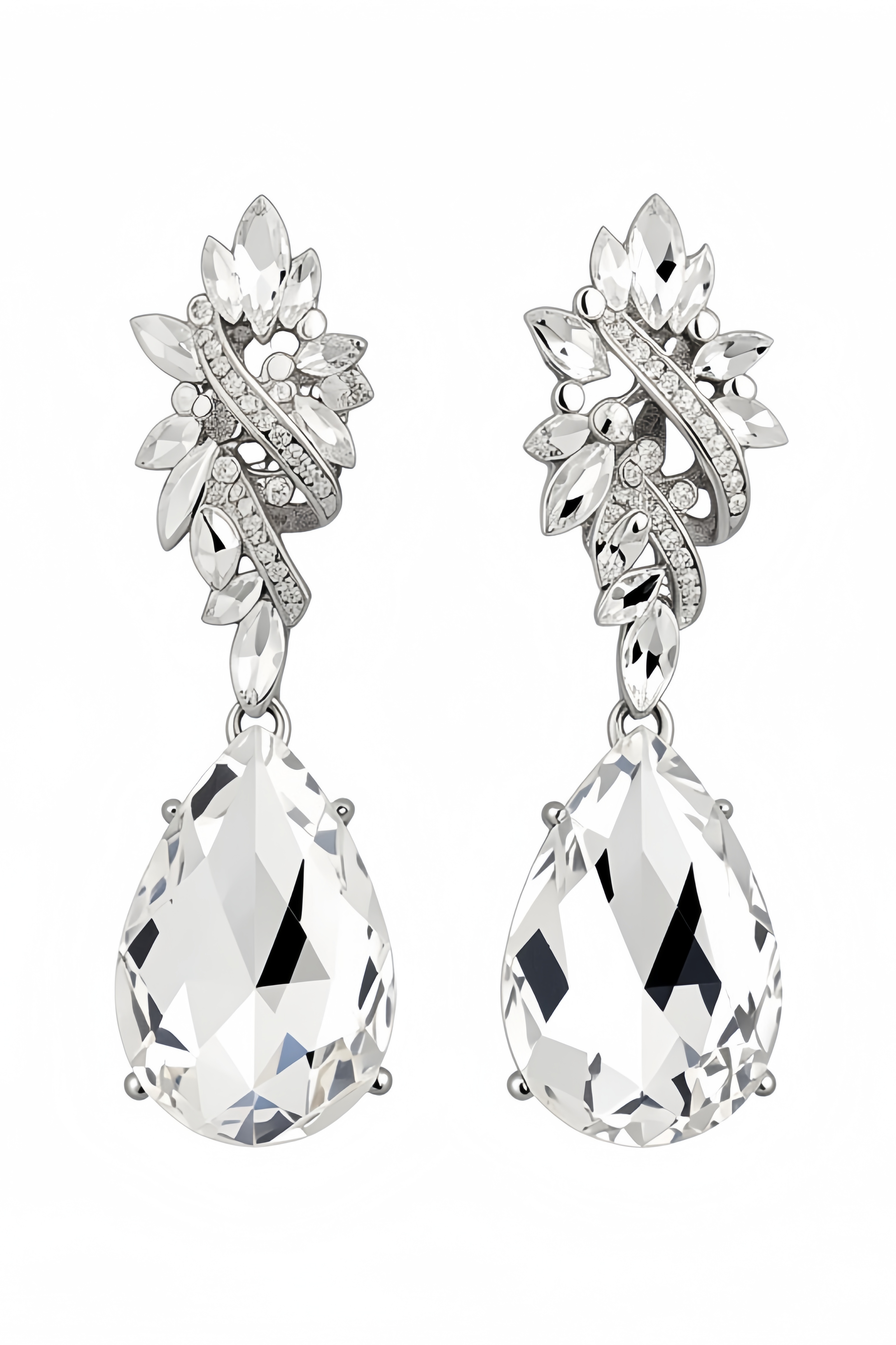 Msron Diamond Studded Teardrop Earrings