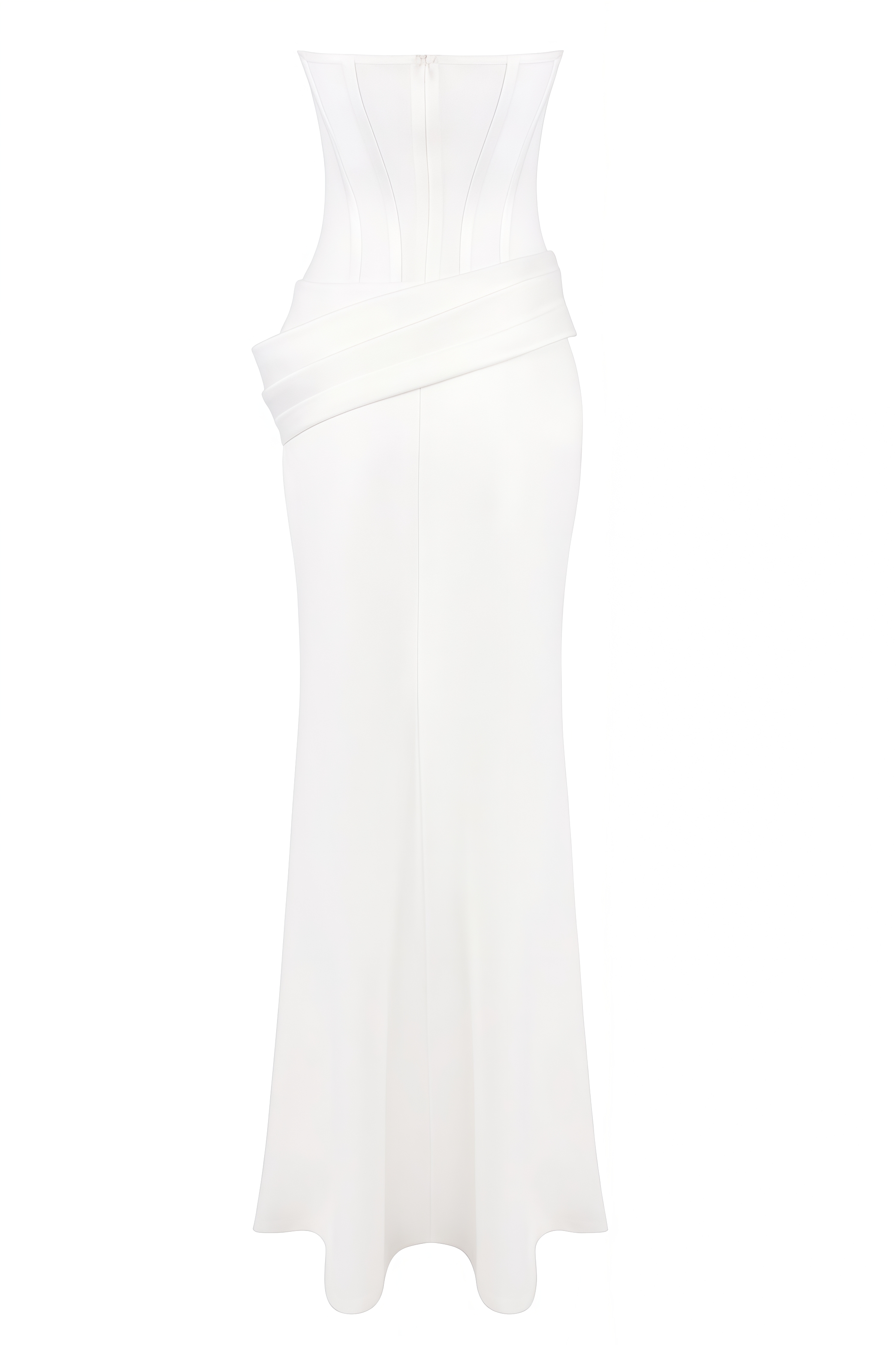Ramla White Fishbone Split Maxi Dress Set