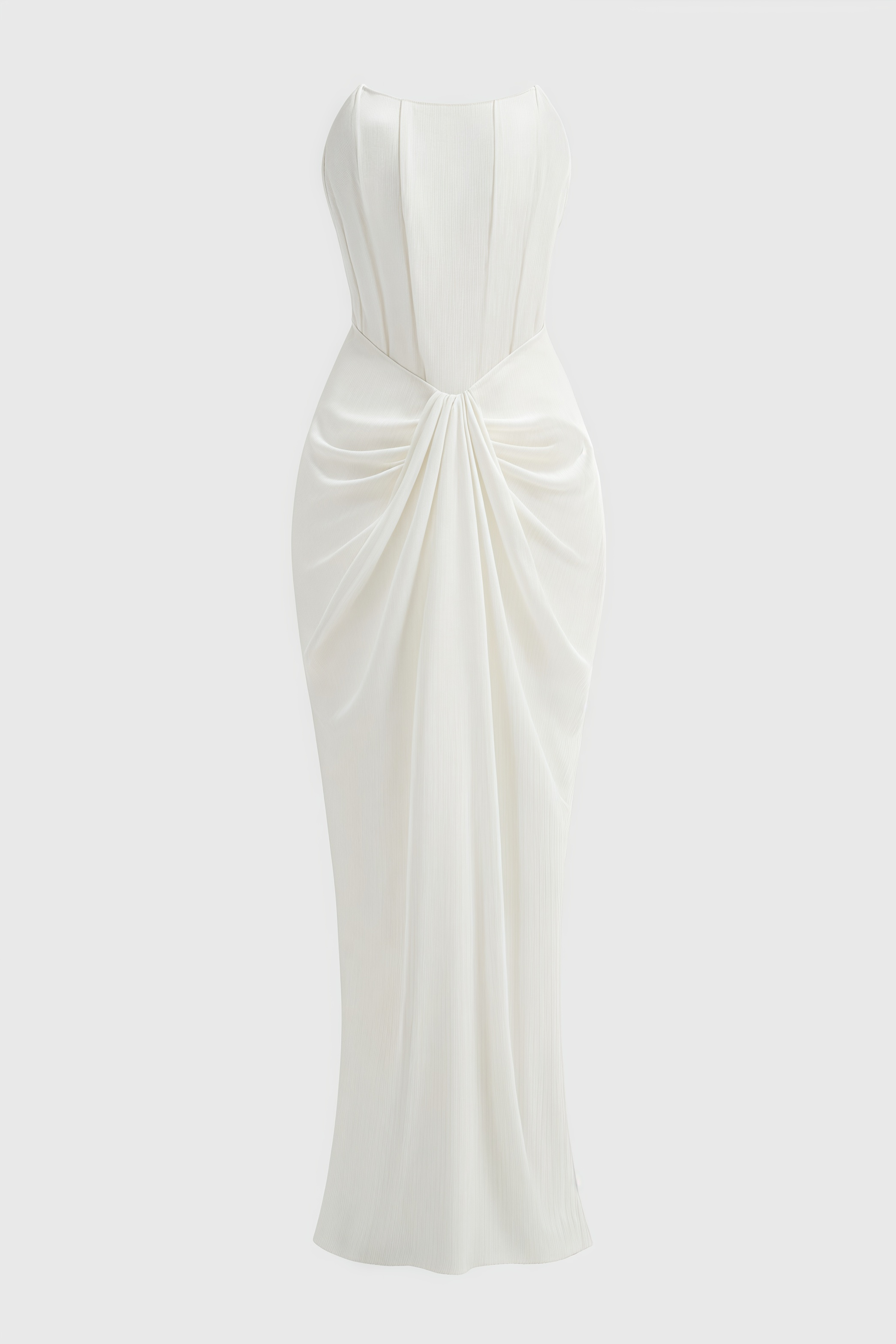 Tovarl White Plunge Fishbone Maxi Dress