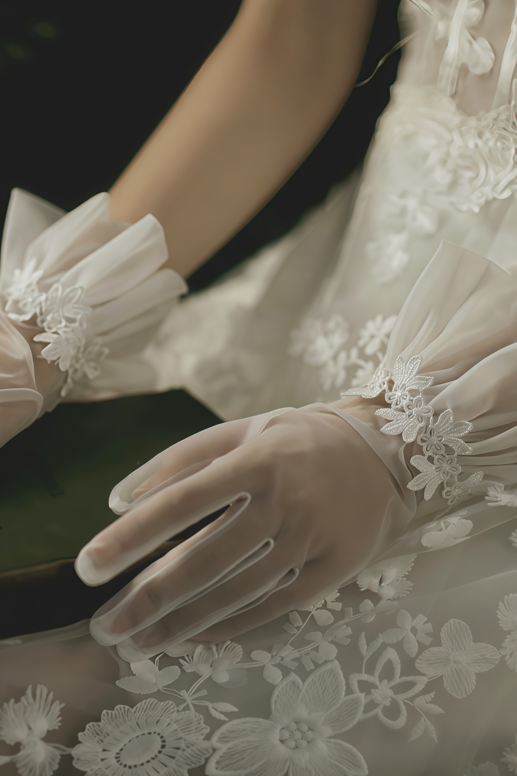 Kenlt White Bow Gloves