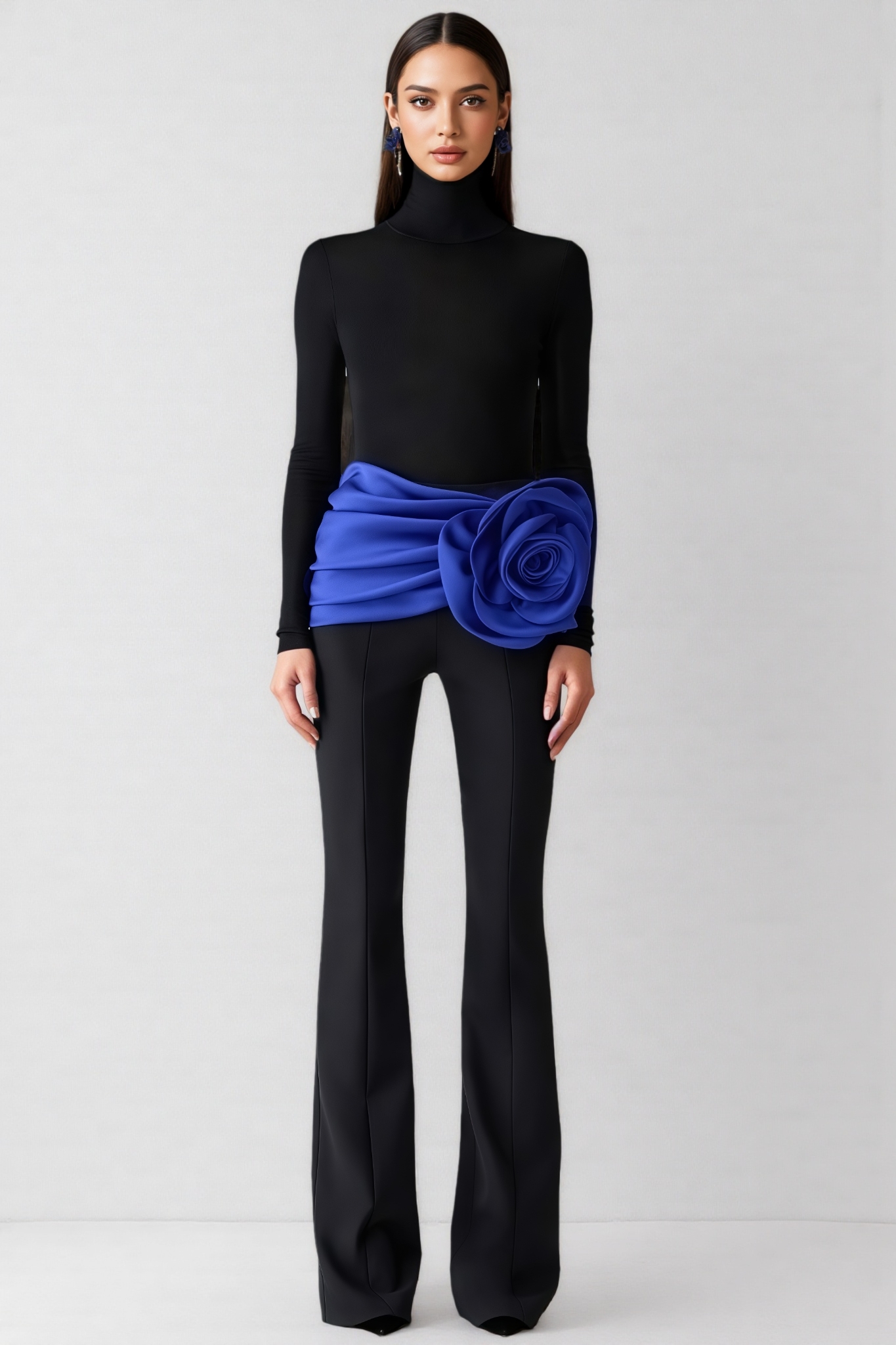 Omiros Black 3D Floral Jumpsuit And Pants Set