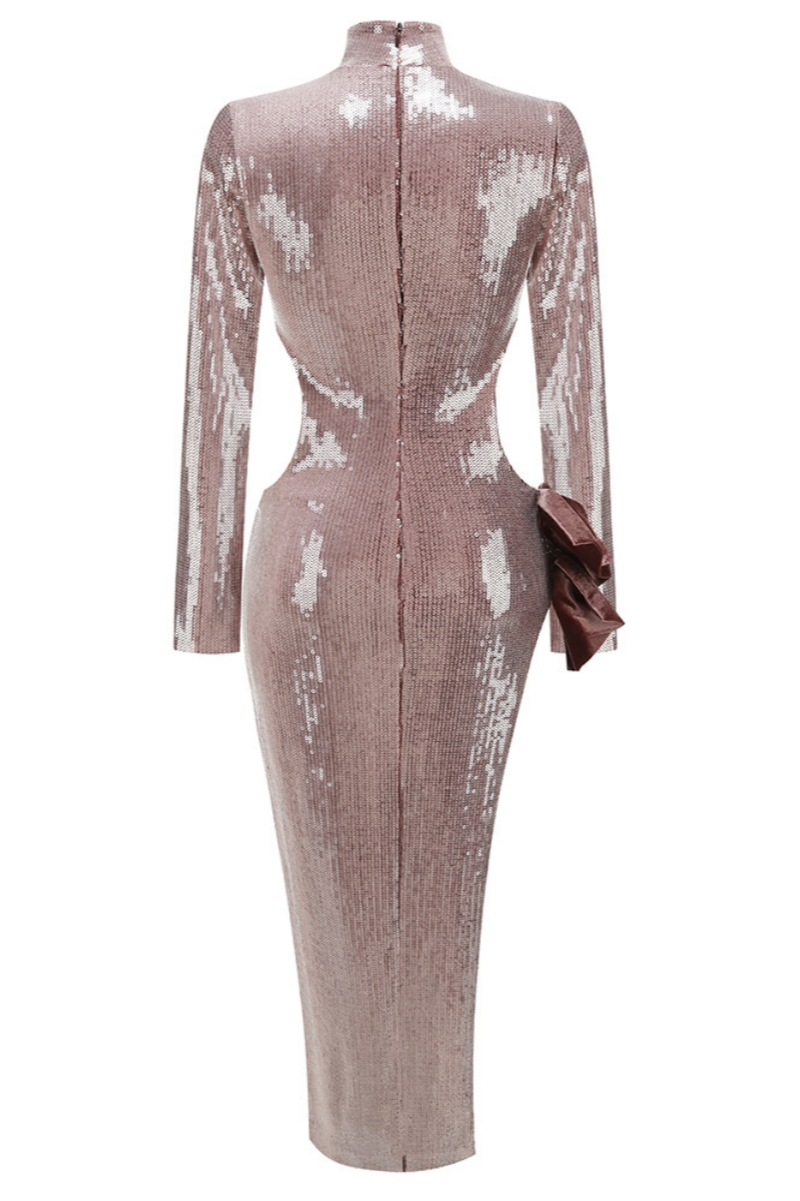 Kendrad Bow Detail Cutout Sequins Maxi Dress
