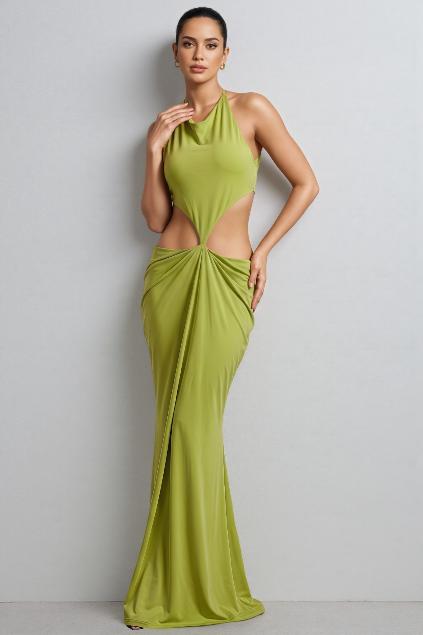 Vorelei Green Halter Neck Maxi Dress