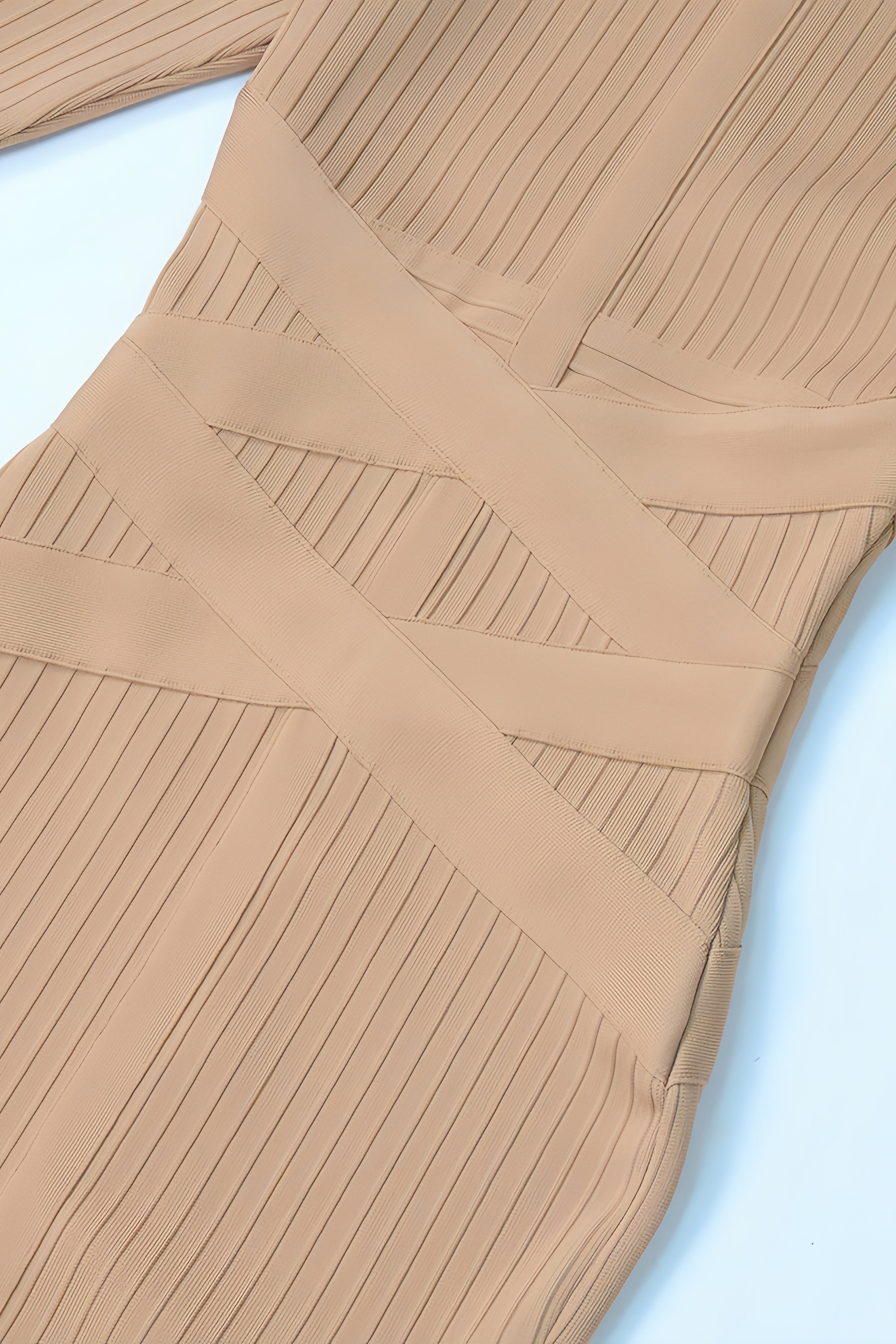 Layra Solid Colour Stand Collar Midi Dress-Brown