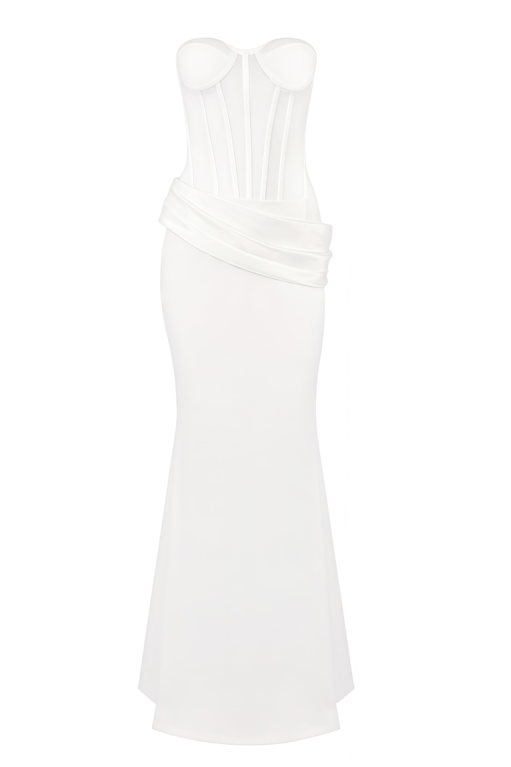 Ramla White Fishbone Split Maxi Dress Set