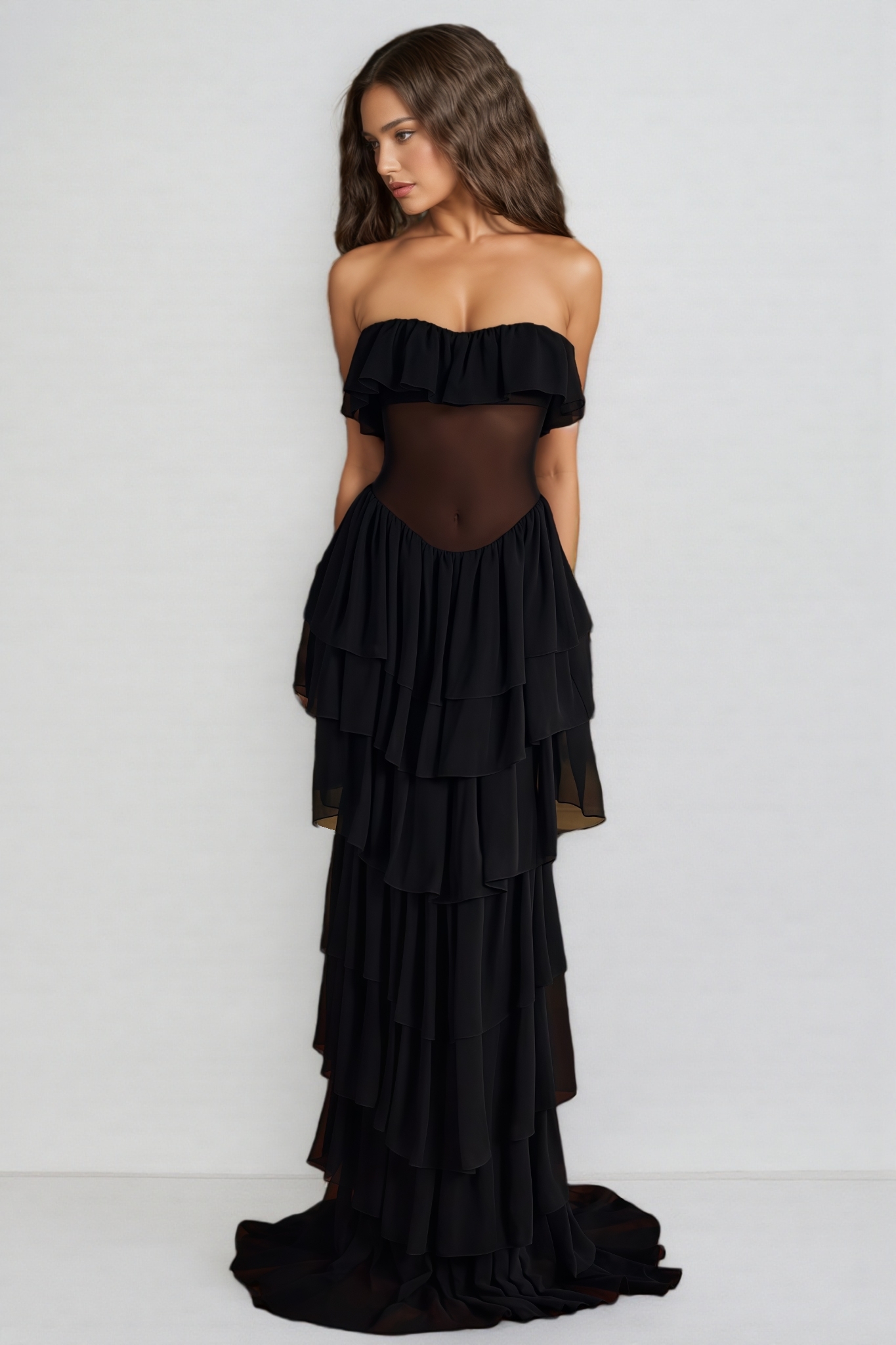 Calsty Black Strapless Maxi Dress