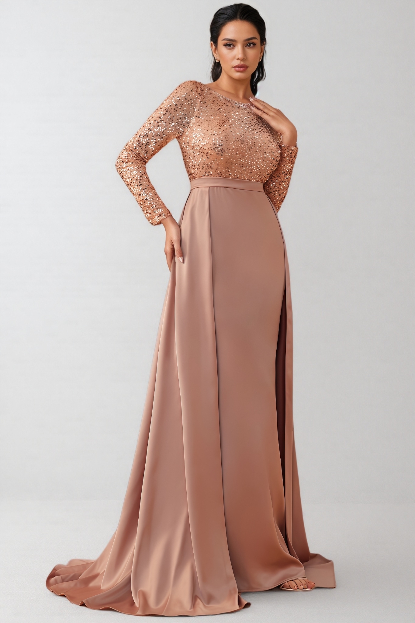 Madison Sequined Long Sleeve Maxi Dress