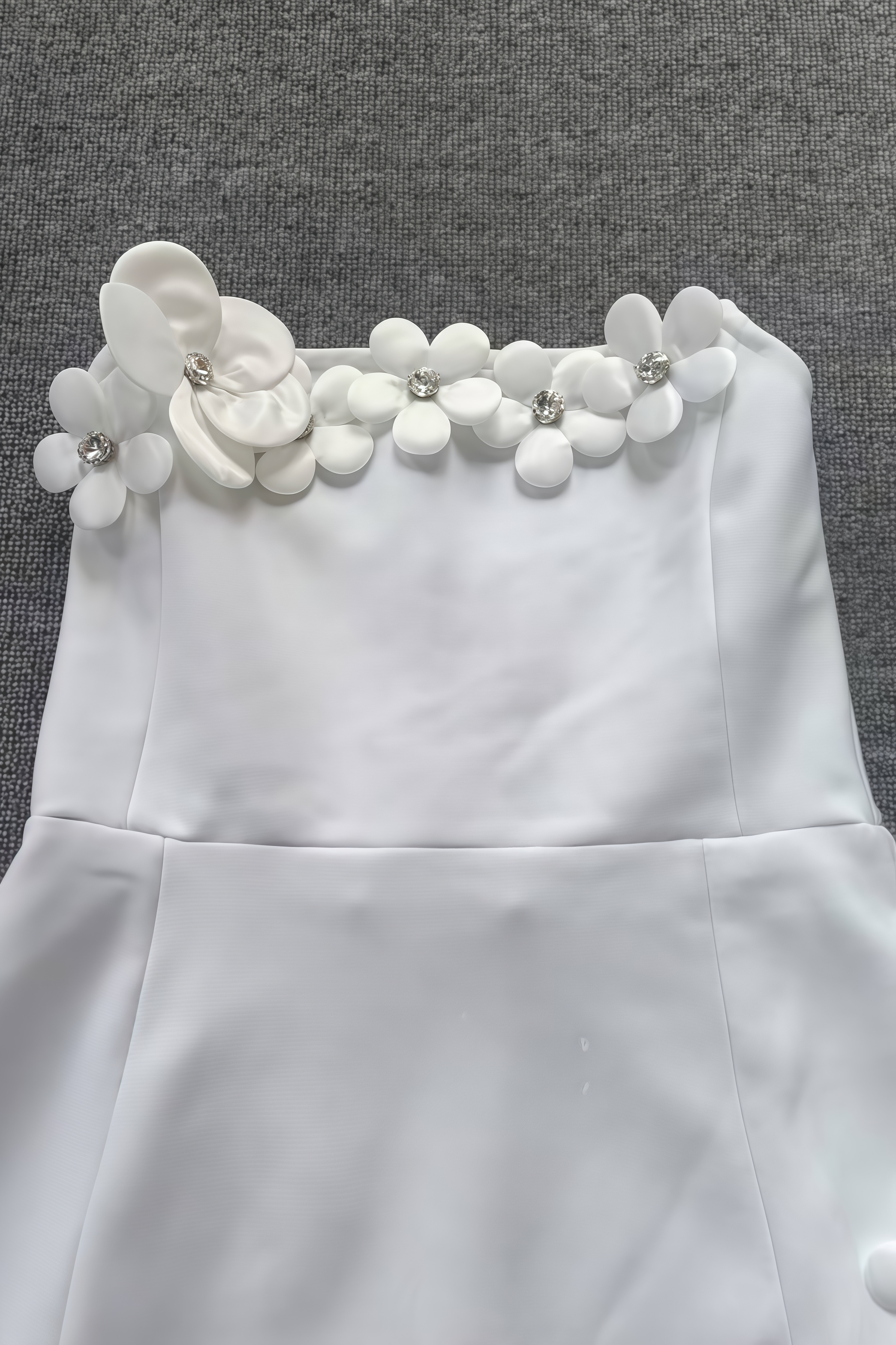 Bralene White Bandage Strapless 3D Floral Mini Dress