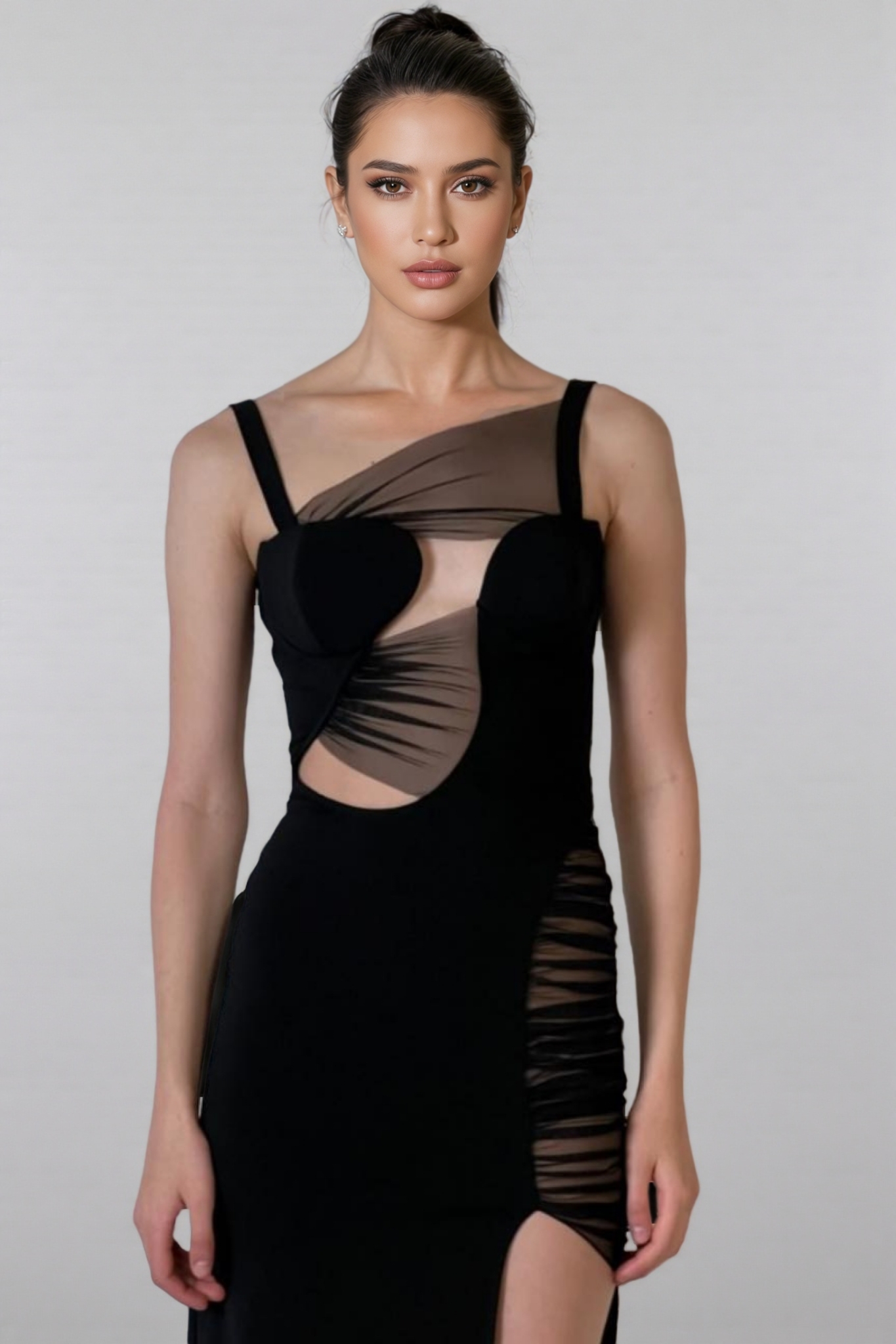 Brielle Mesh Bandage Midi Dress