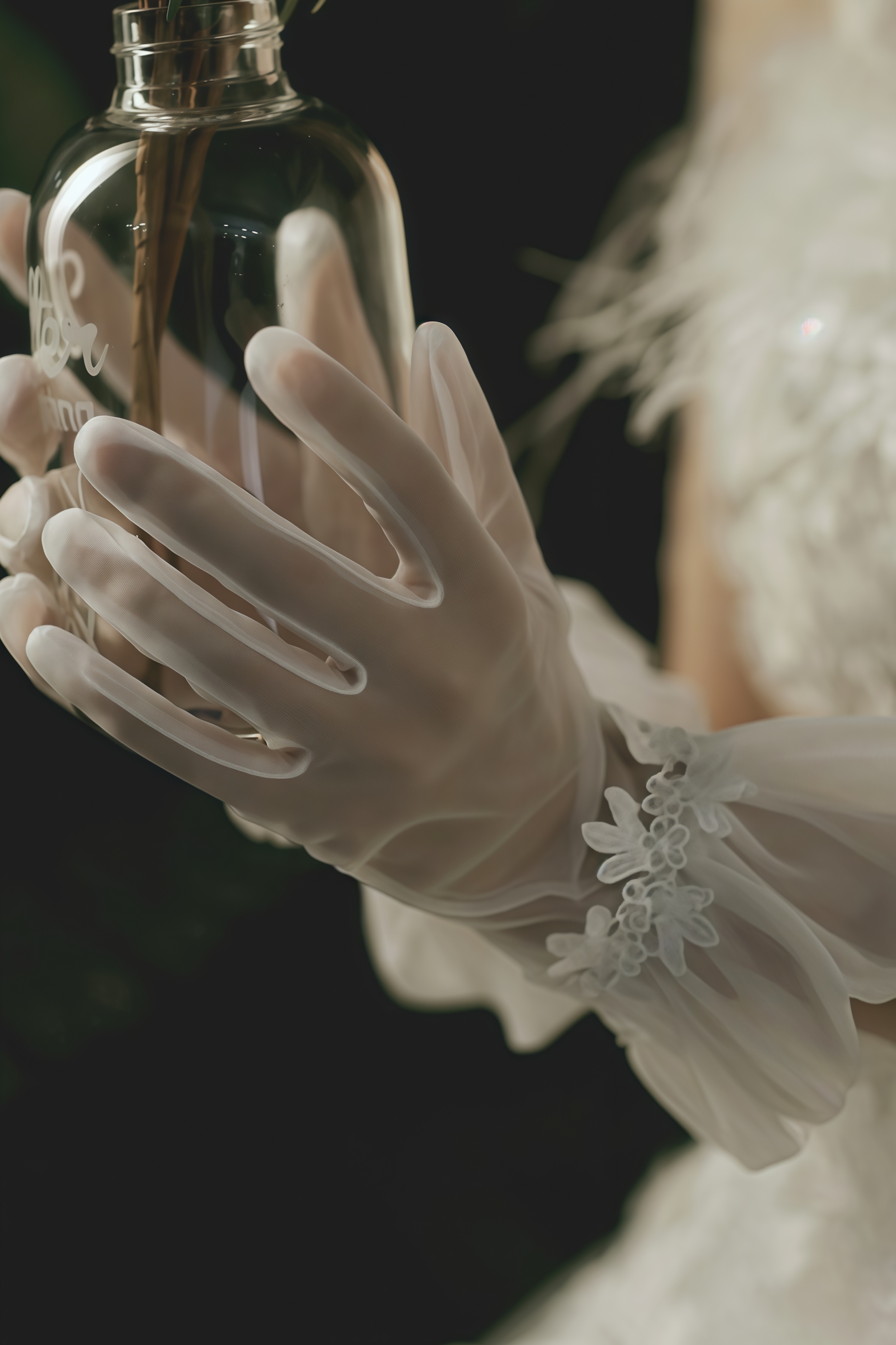 Kenlt White Bow Gloves