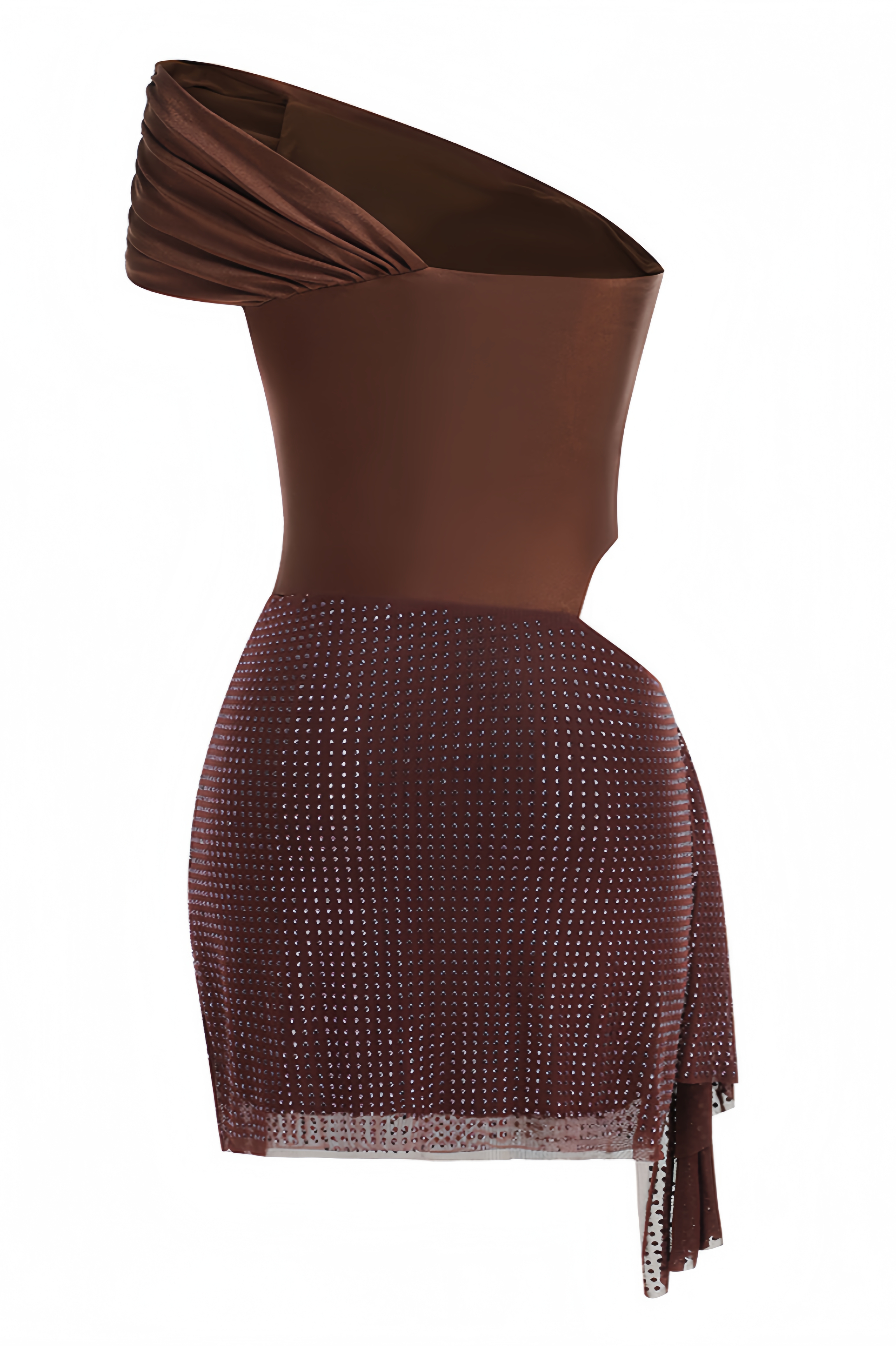 Thirae Brown Diamante Mini Dress