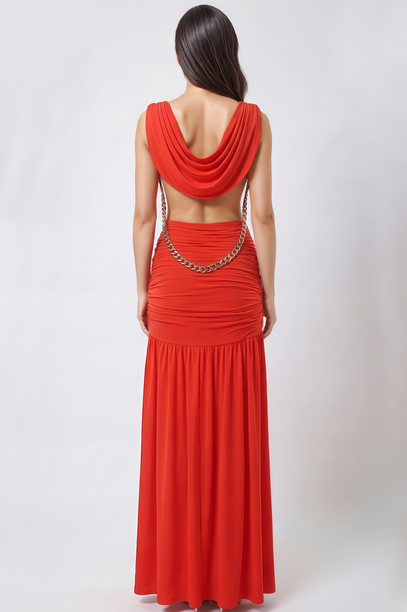Ervxy Red Sleeveless Cut Out Maxi Dress