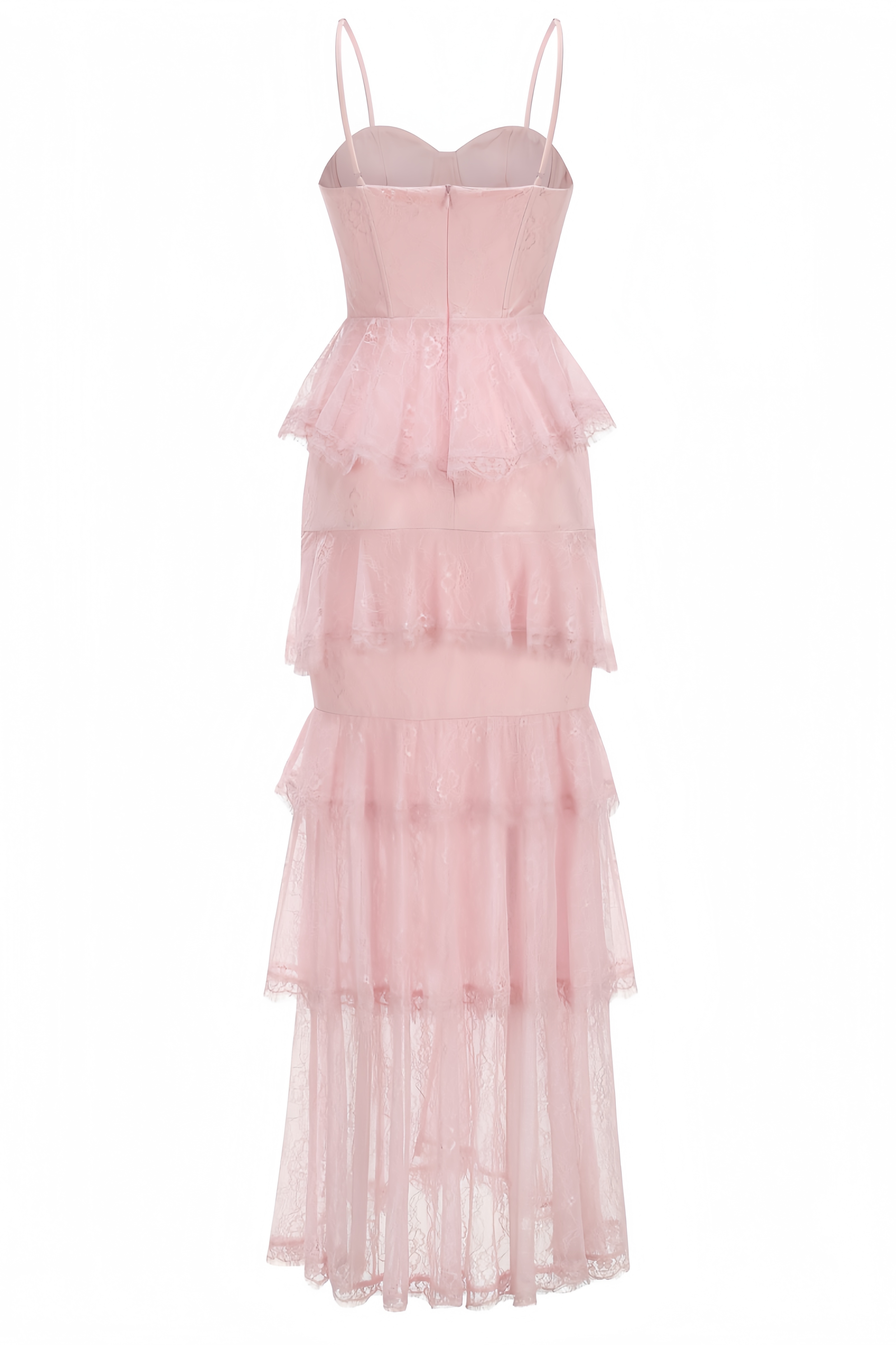 Saffron Pink Halter Lace Slit Maxi Dress