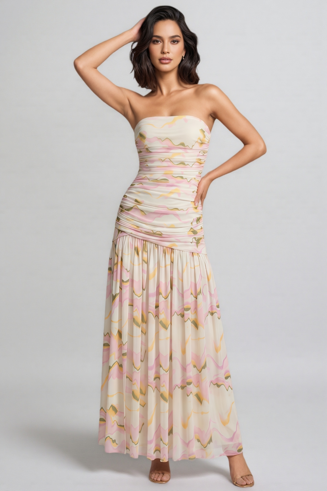 Flspath Strapless Draped Maxi Dress