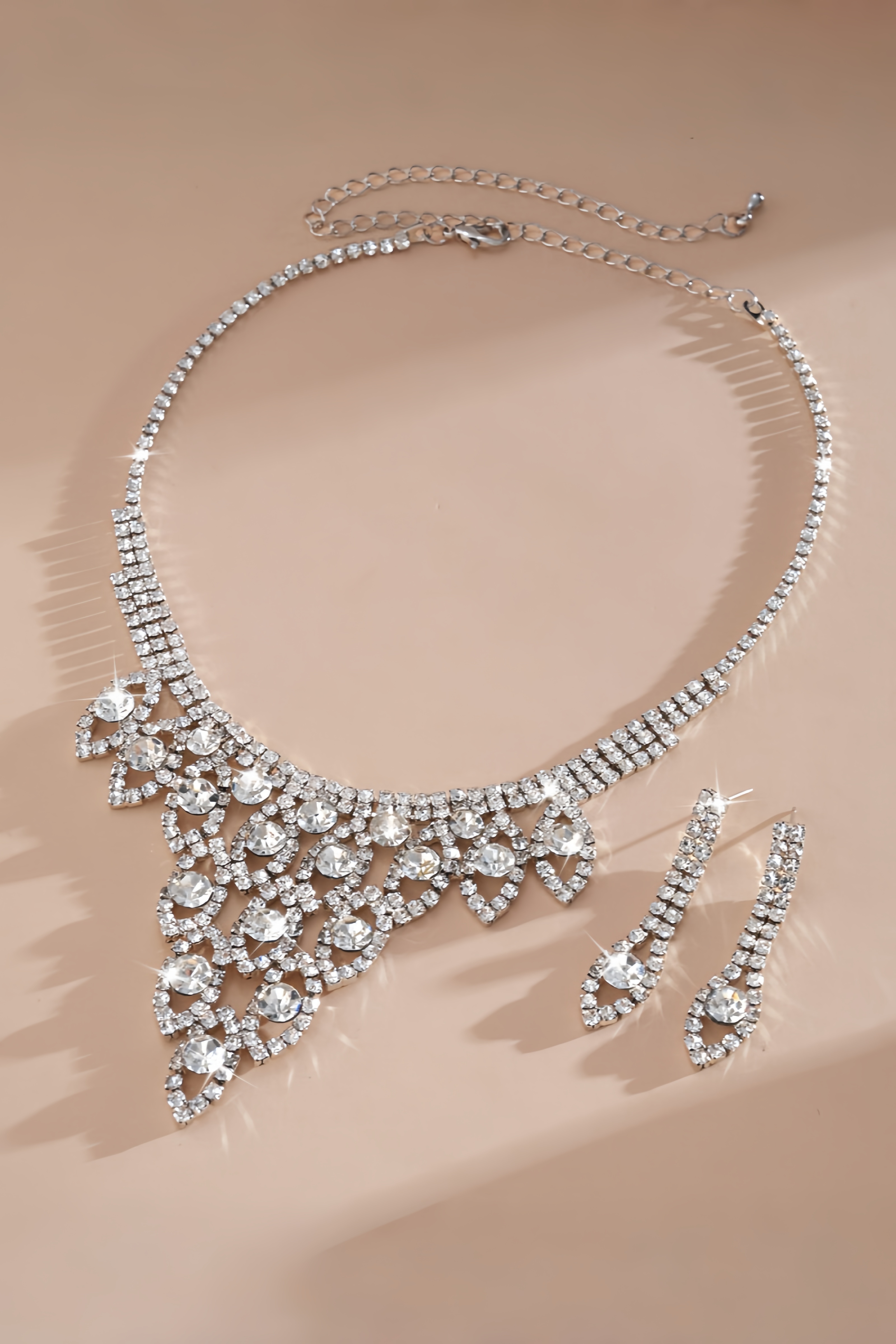 Zogey Diamond Studded Fringe Earrings Necklaces