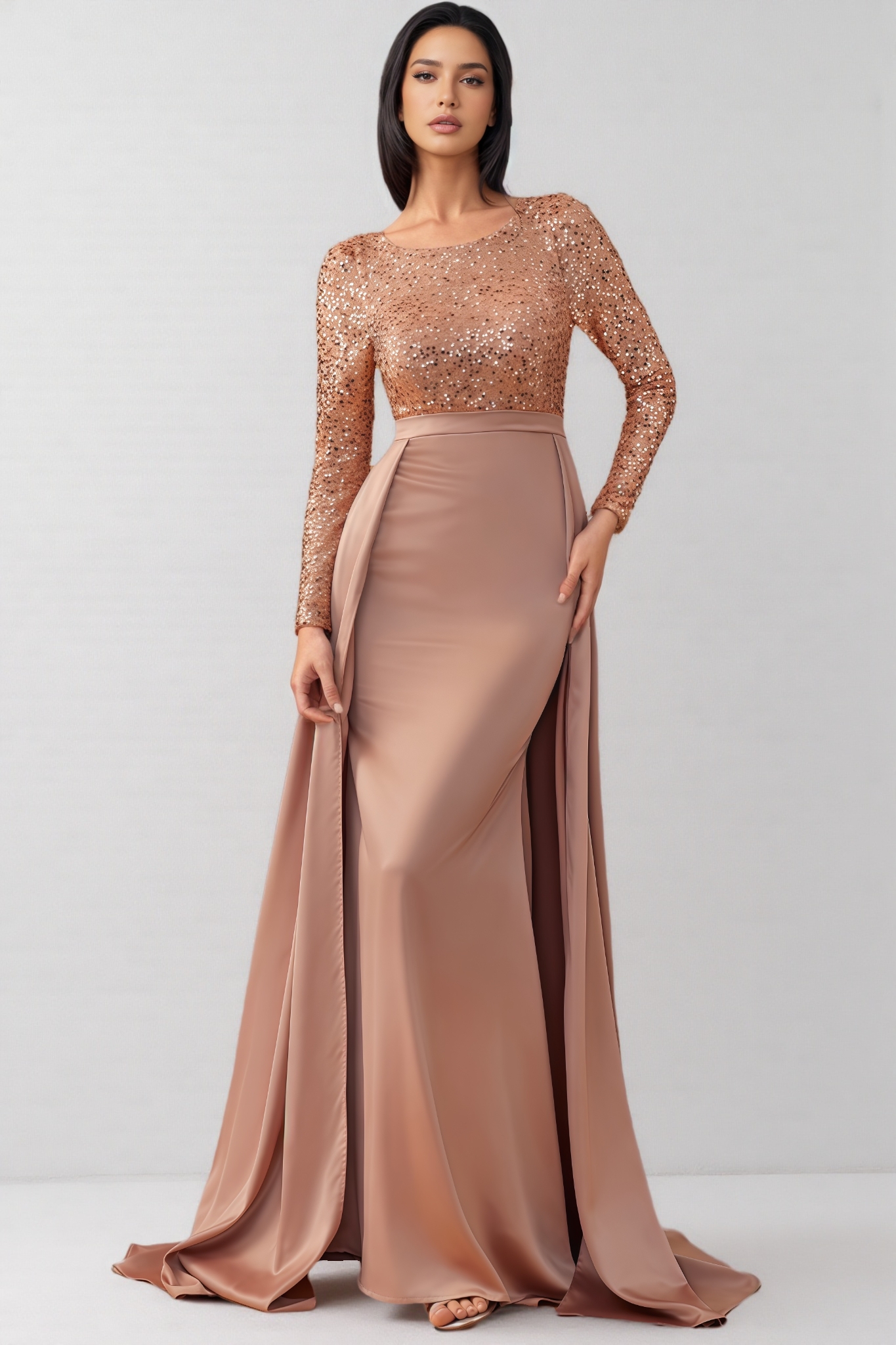 Madison Sequined Long Sleeve Maxi Dress