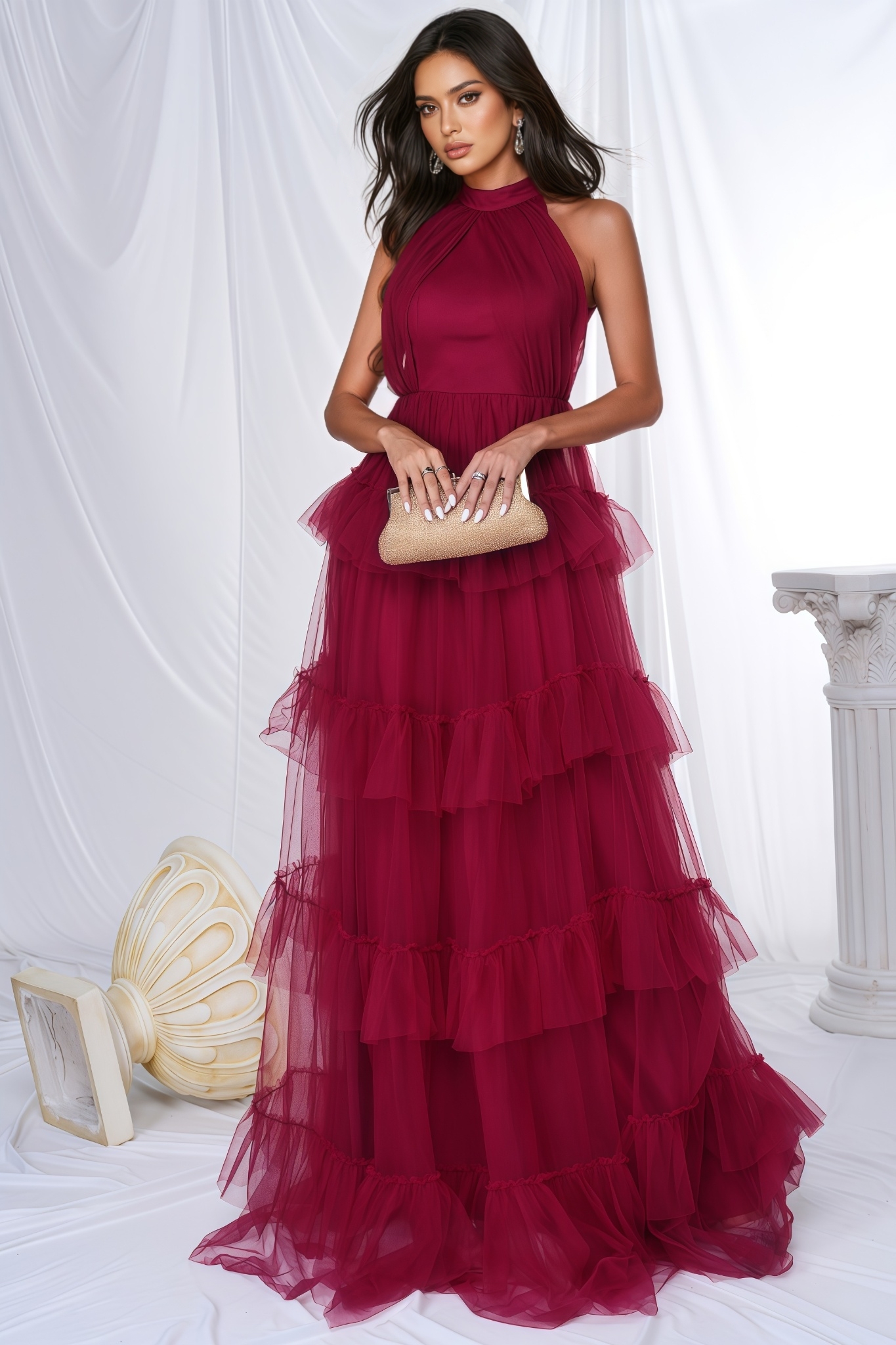 Vira Red Strapless Maxi Dress