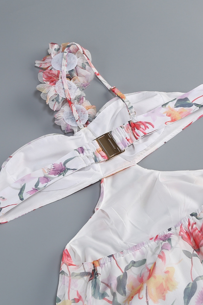 Alrvint One Shoulder Floral Ruffle Maxi Dress