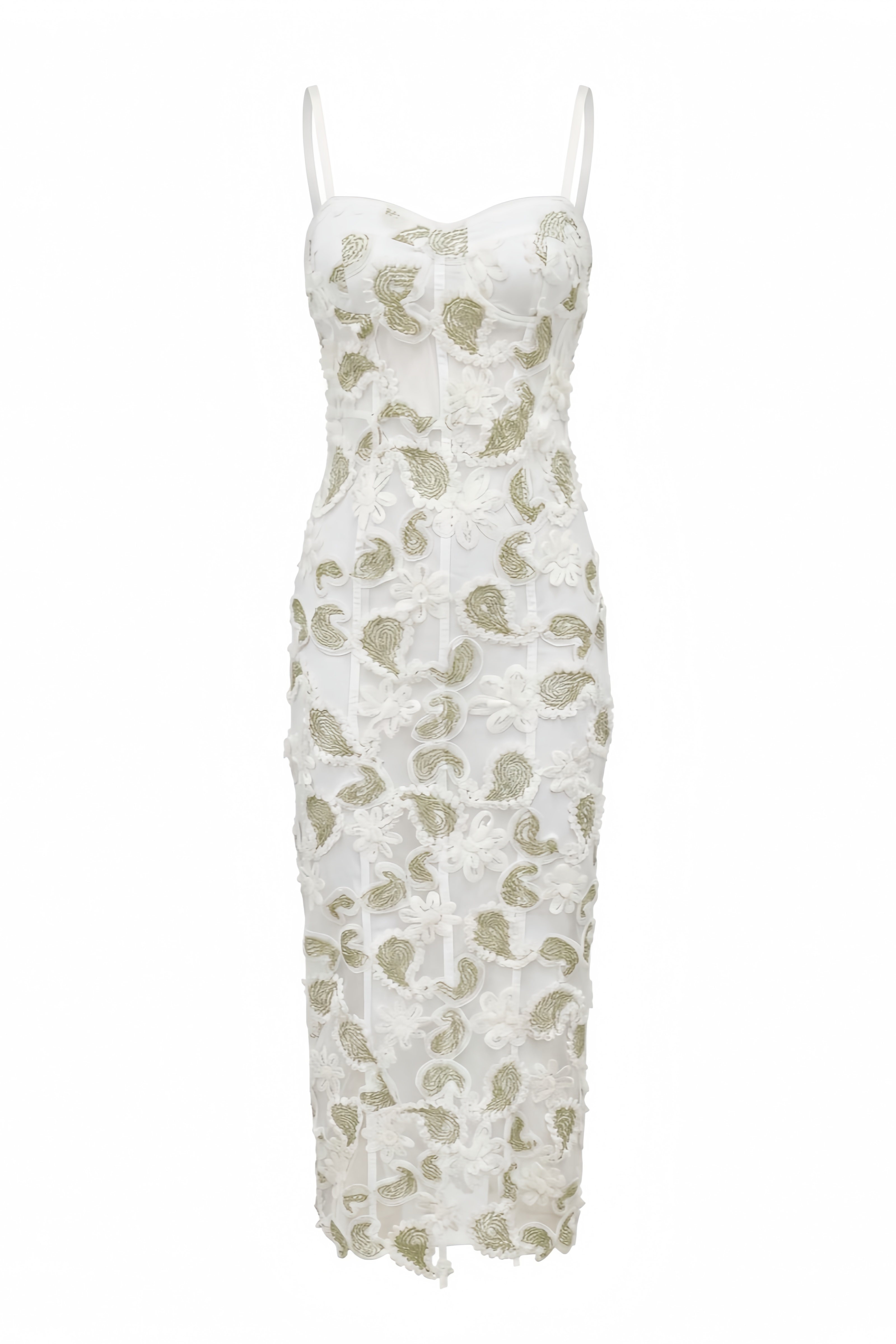 Yorak Sleeveless Lace Embroidered Midi Dress