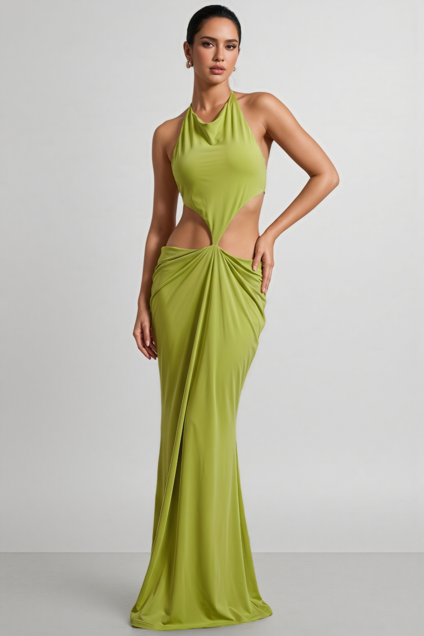 Vorelei Green Halter Neck Maxi Dress