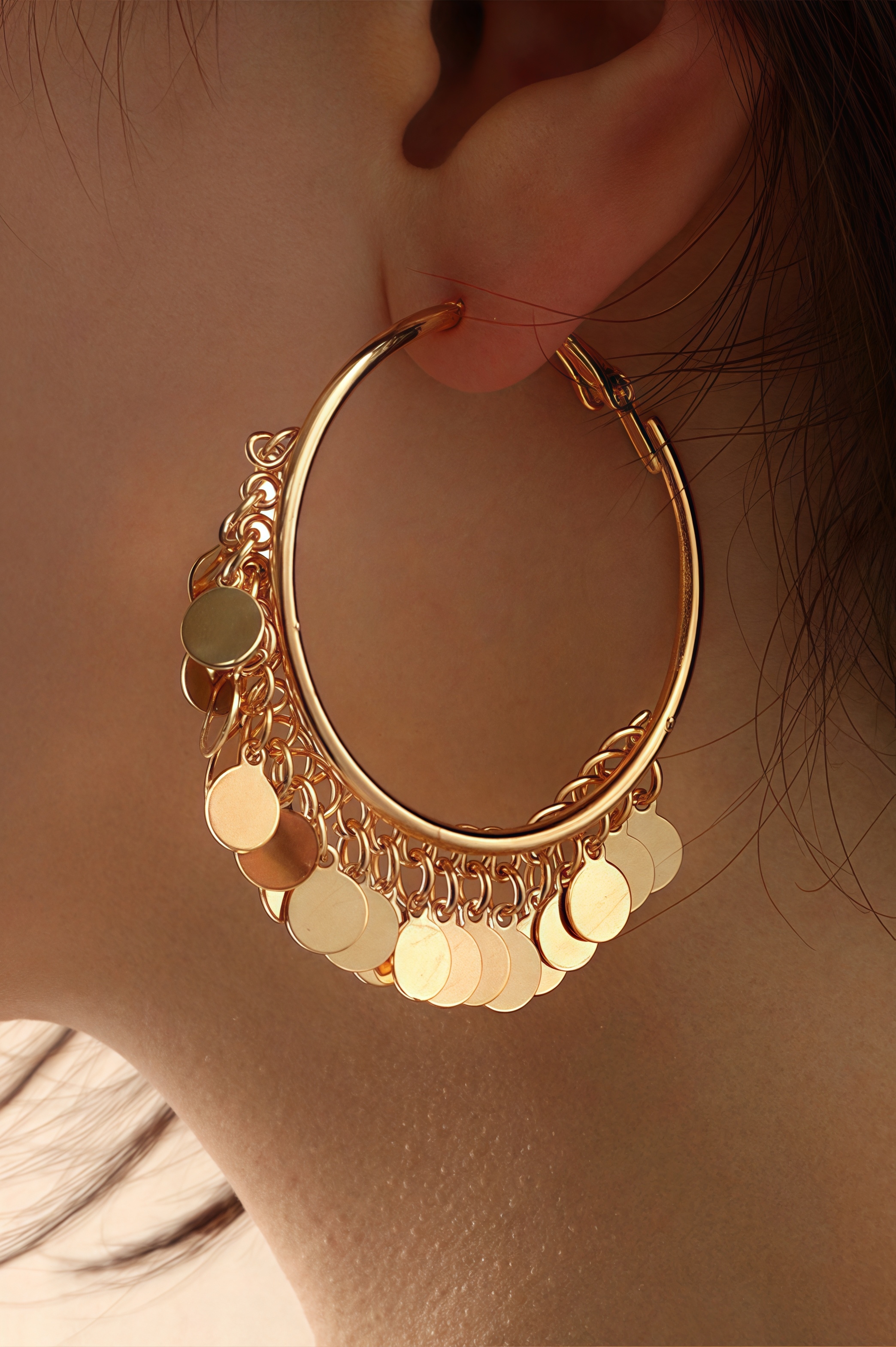 Kerensa Gold Round Tassel Earrings