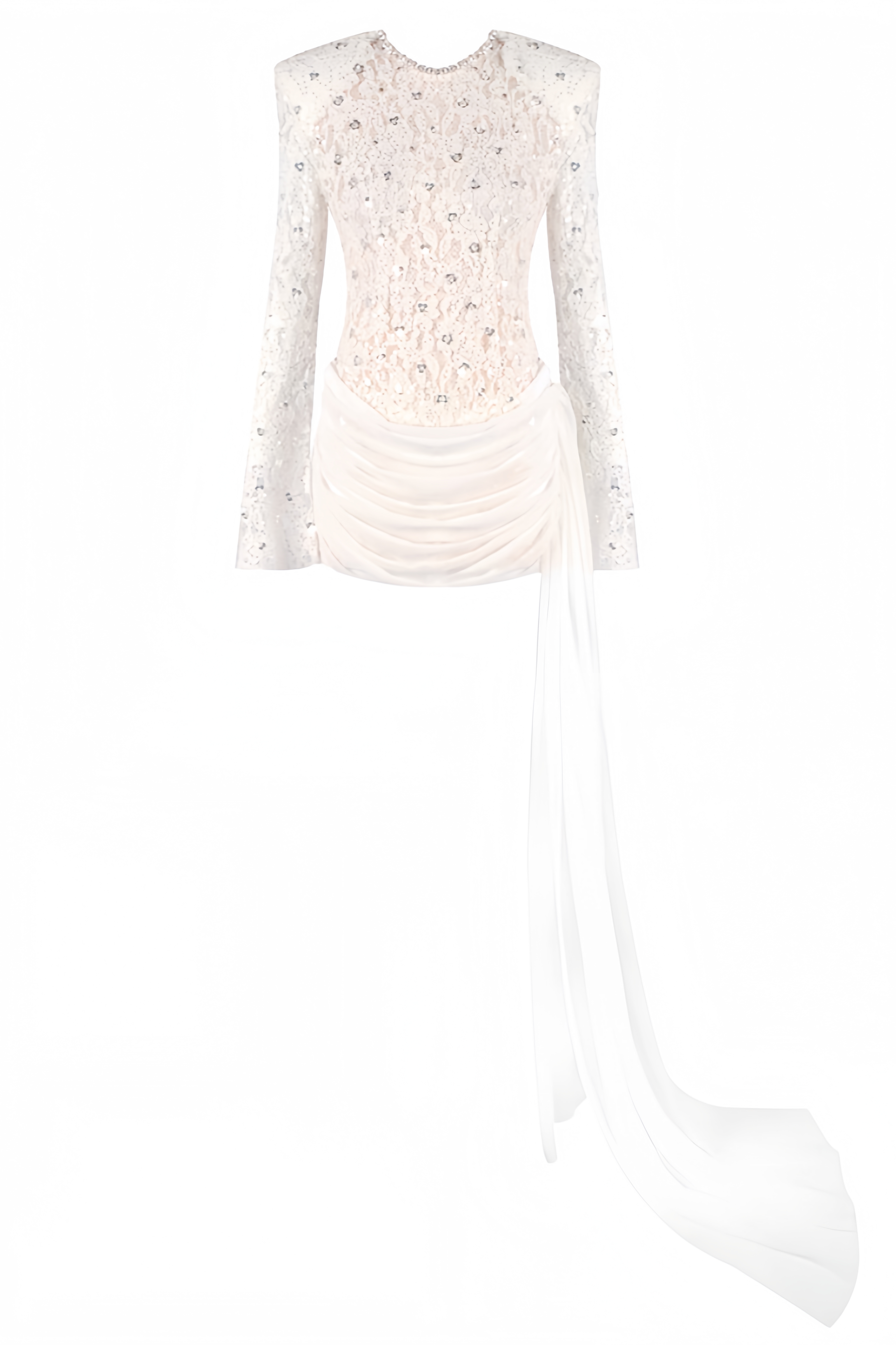 Vilina Long Sleeve Lace Rhinestone Mini Dress