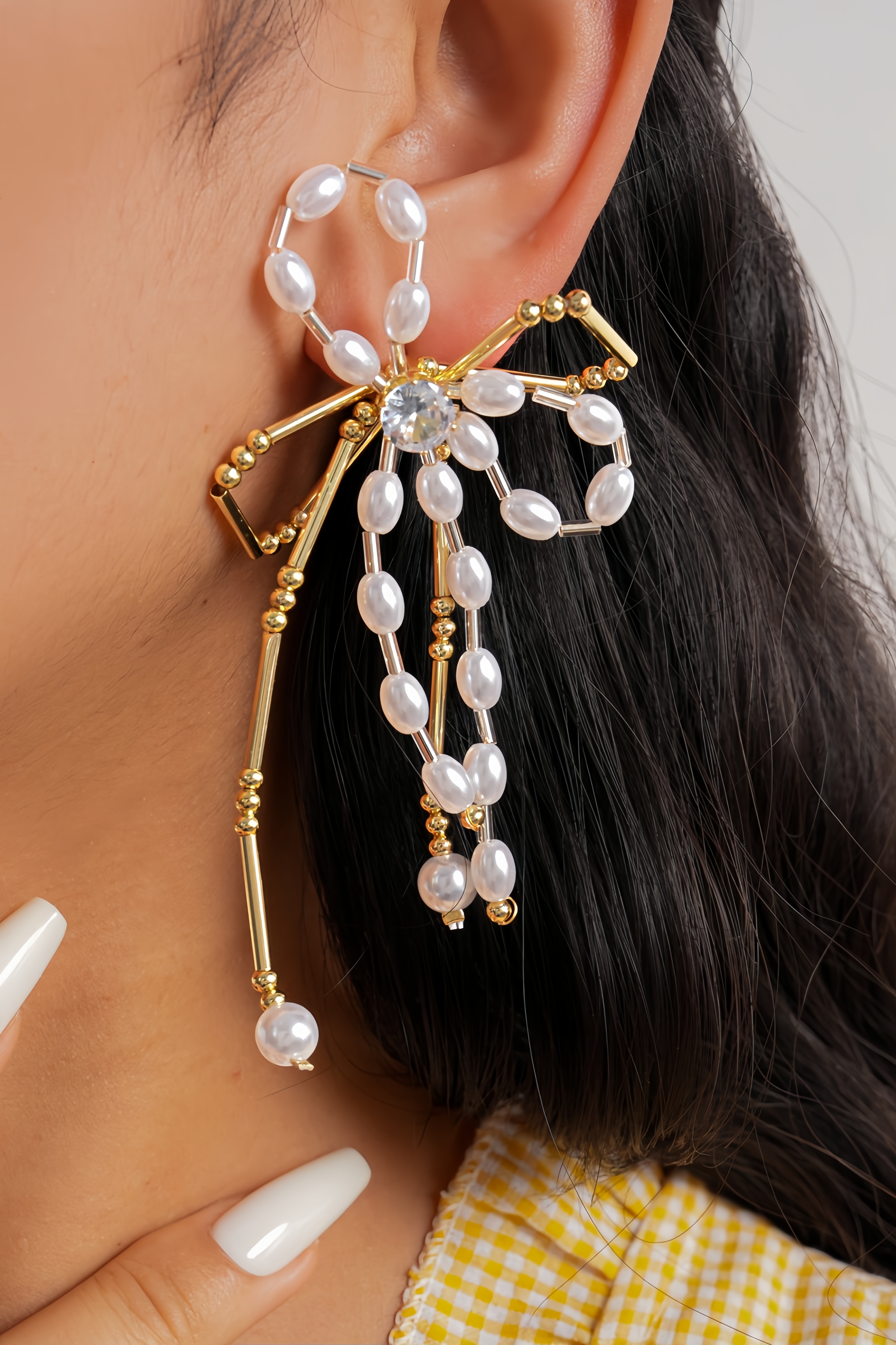 Scarlet Pearl Fringe Earrings