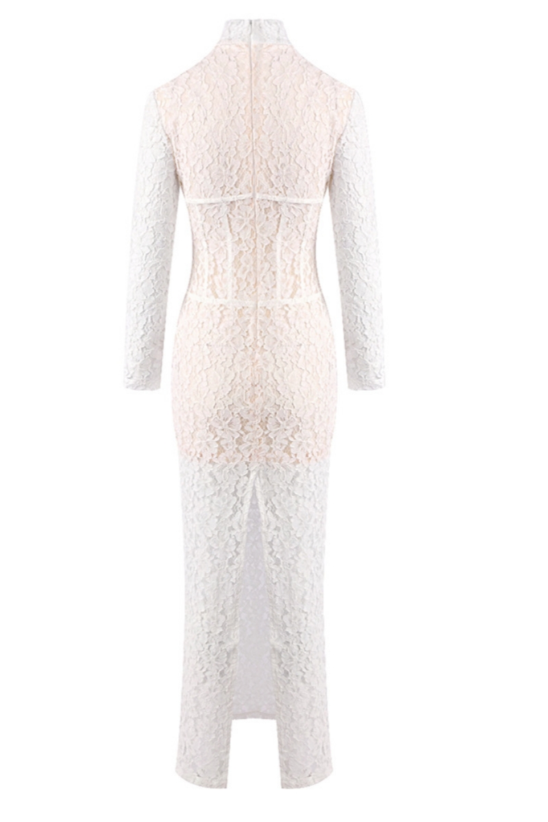 Davina White Lace Floral Maxi Dress