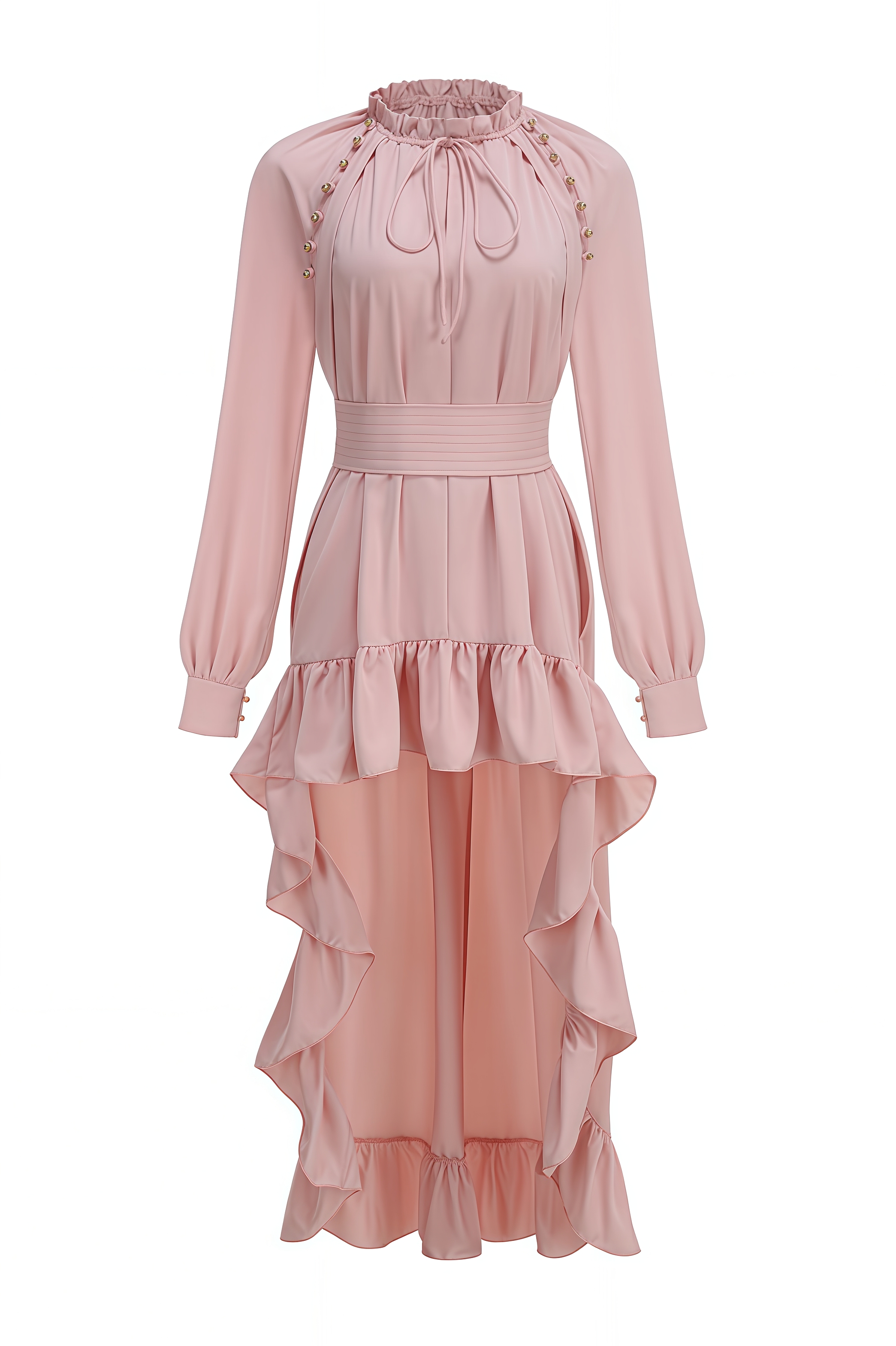 Koydan Pink Long Sleeve Maxi Dress