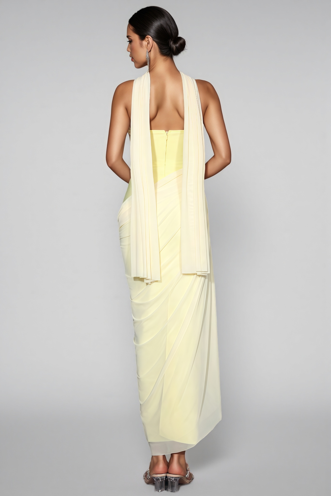Nessa Strapless Rhinestone Draped Bandage Maxi Dress