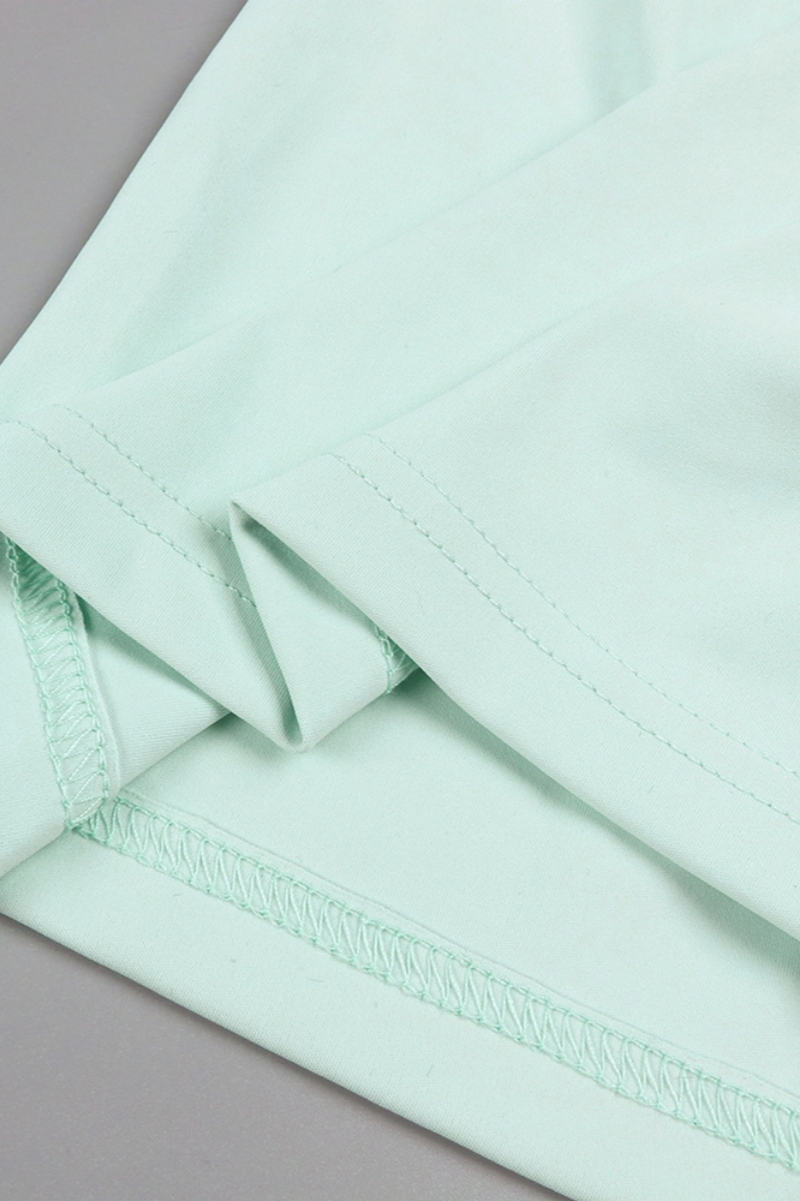 Gened Green Ribbon Sheer Chiffon Maxi Dress 