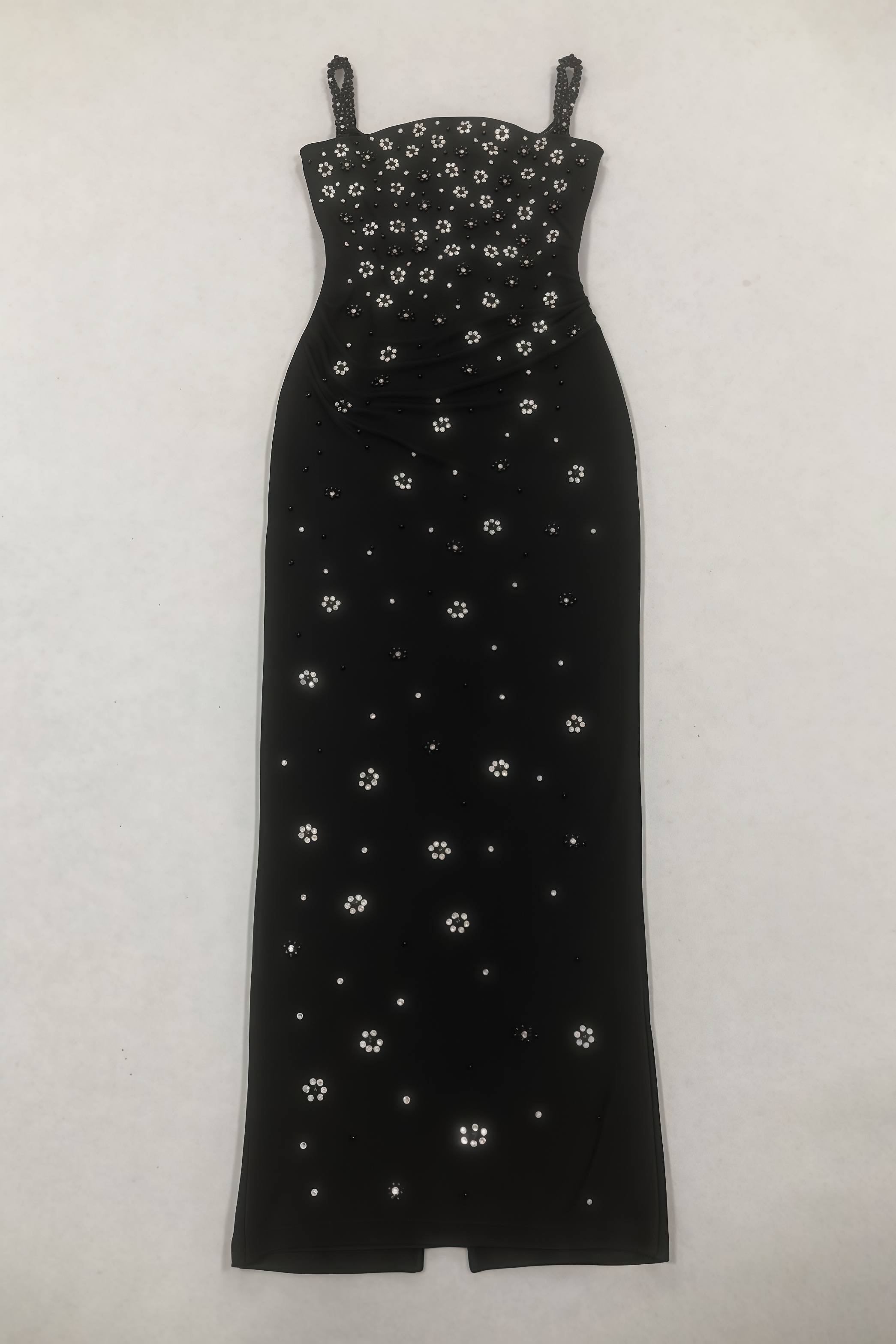 Ashlynn Floral Embellished Black Maxi Dress