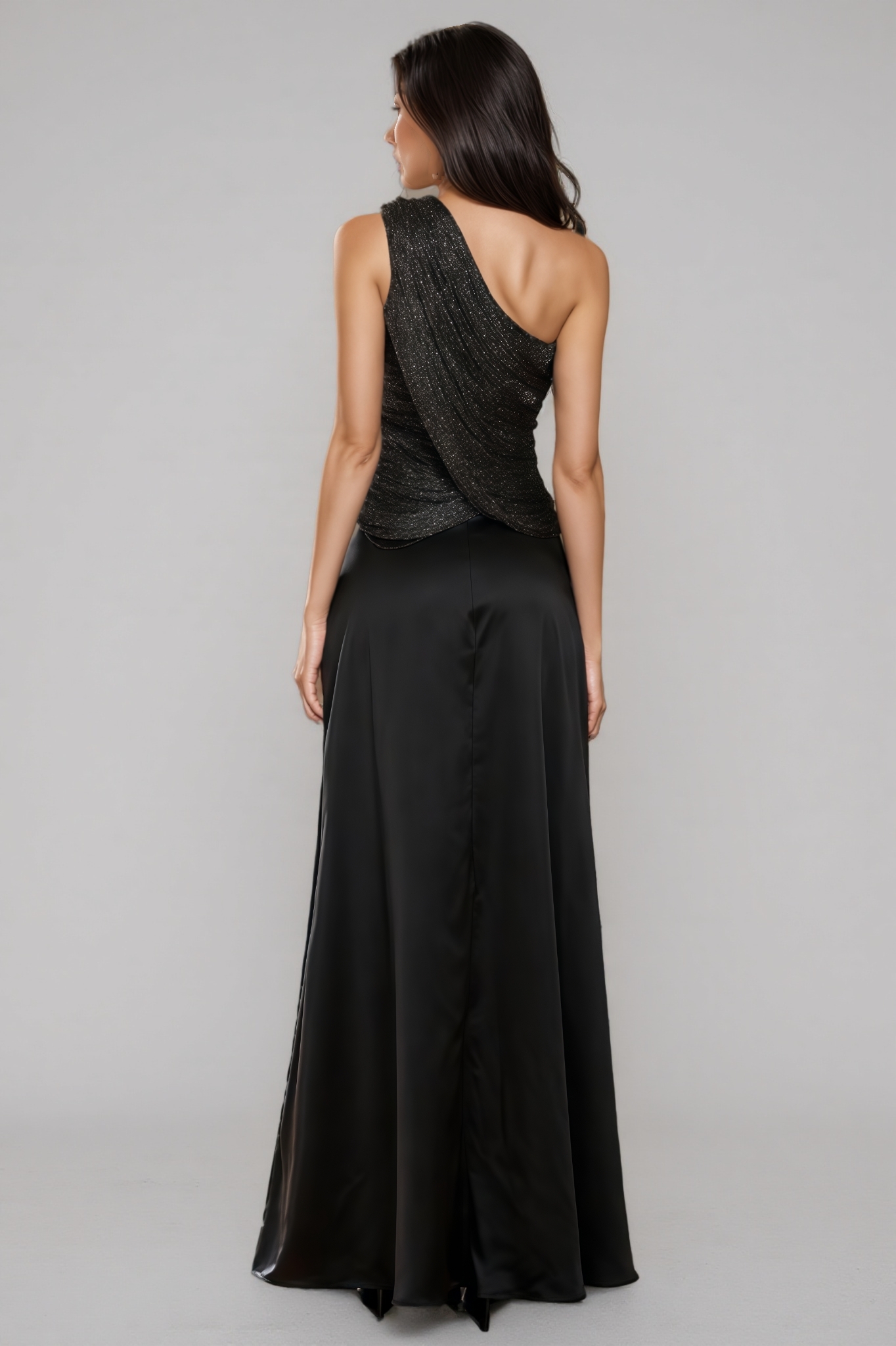 Grane Black One Shoulder Bandage Maxi Dress Set
