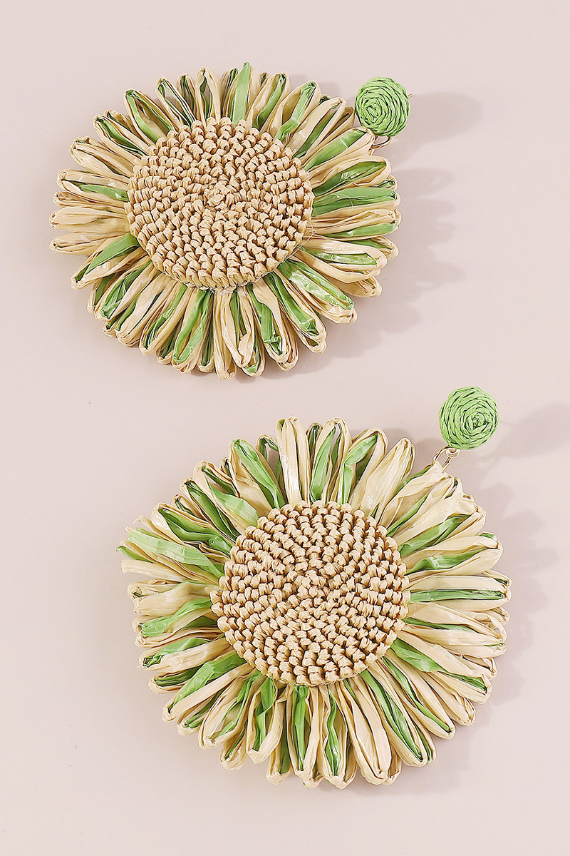Zina Raffia Woven Floral Earrings