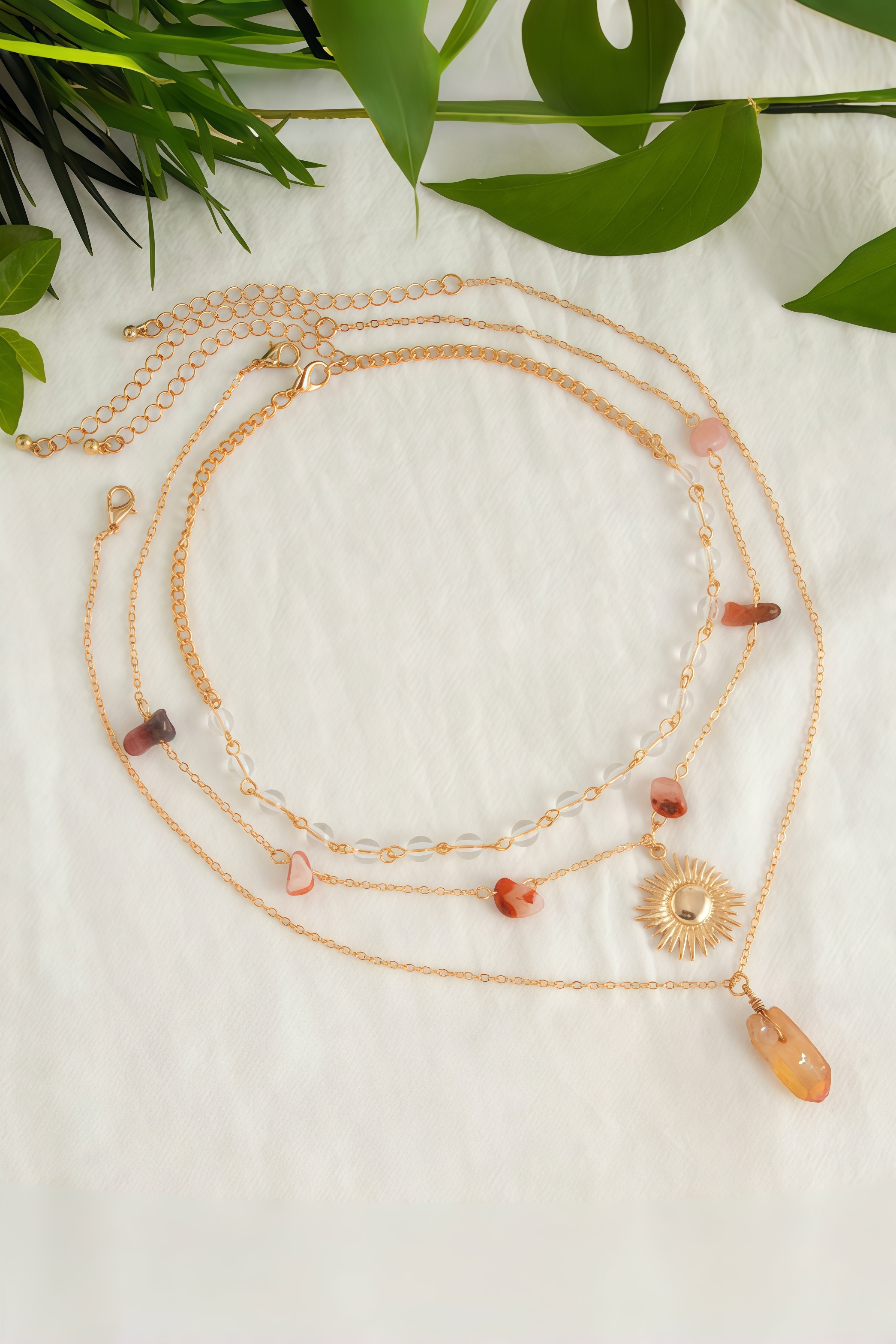 Vernon Sunflower Tassel Crystal Necklace