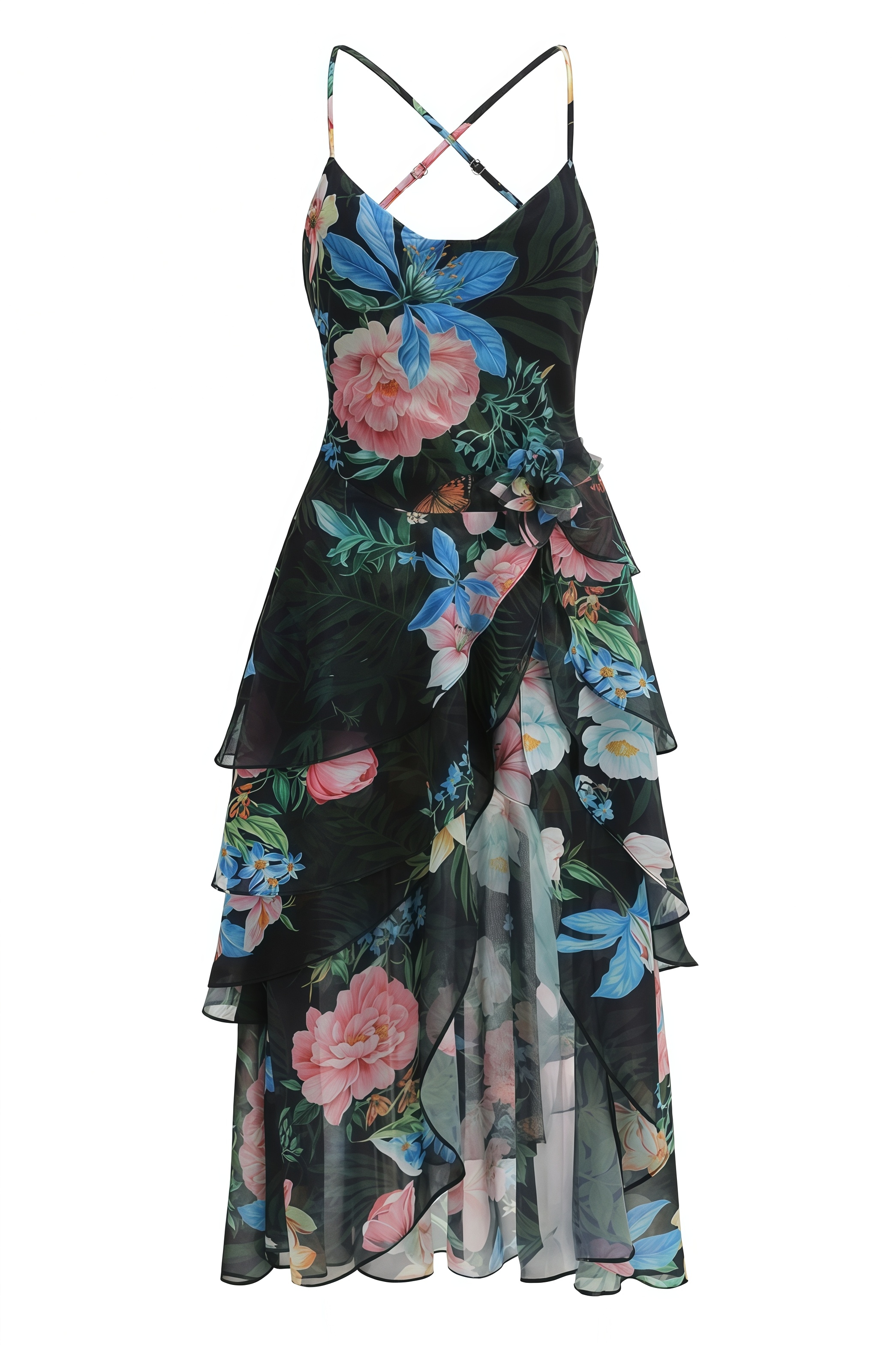 Jormany Green Halter Floral Maxi Dress
