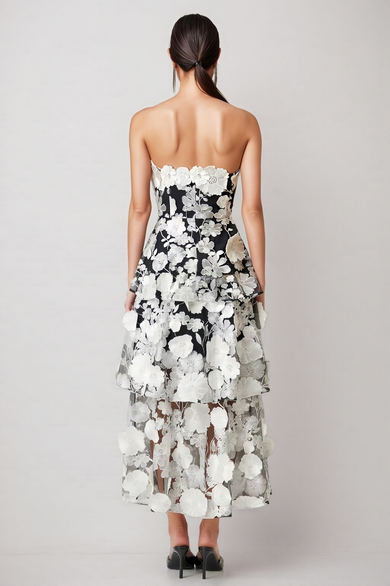 Rena Solid Colour 3D Floral Embellishment Maxi Dress