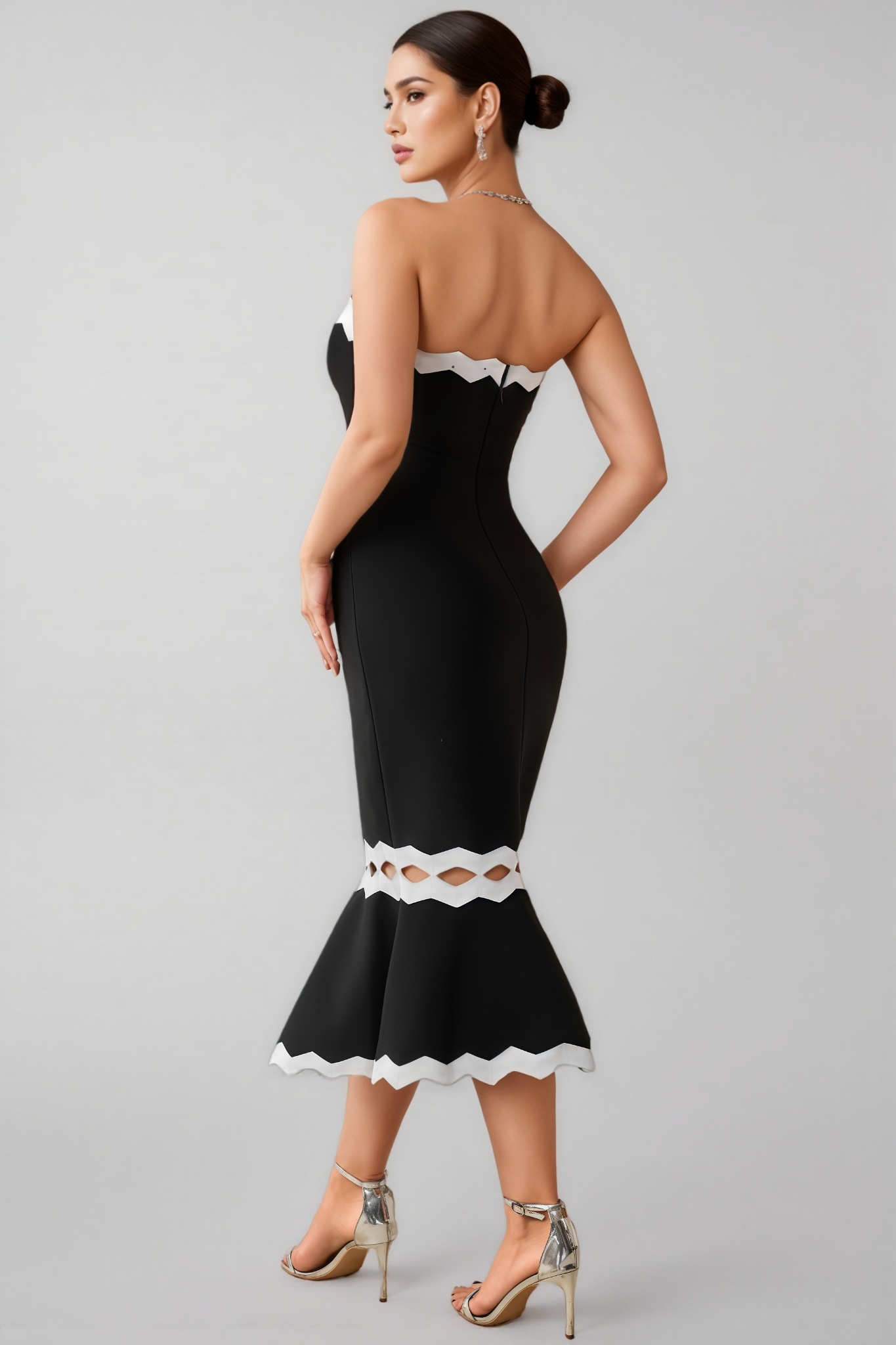 Dillon Plunge Fishtail Split Midi Dress