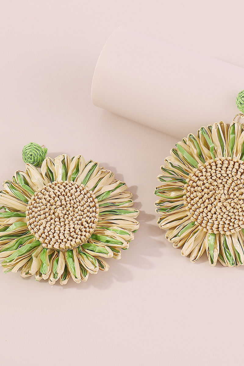 Zina Raffia Woven Floral Earrings