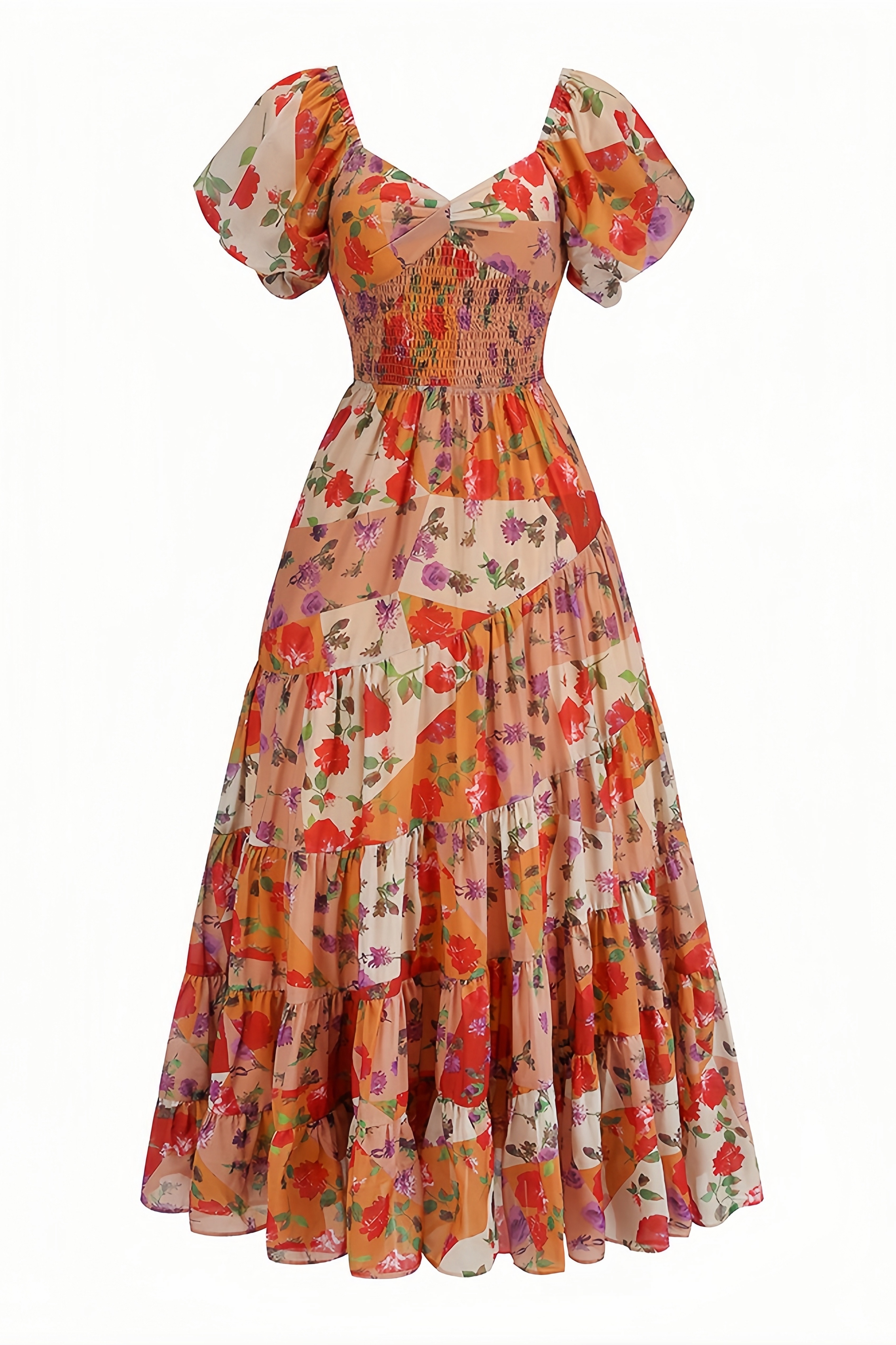 Hali French Waisted Floral Maxi Dress