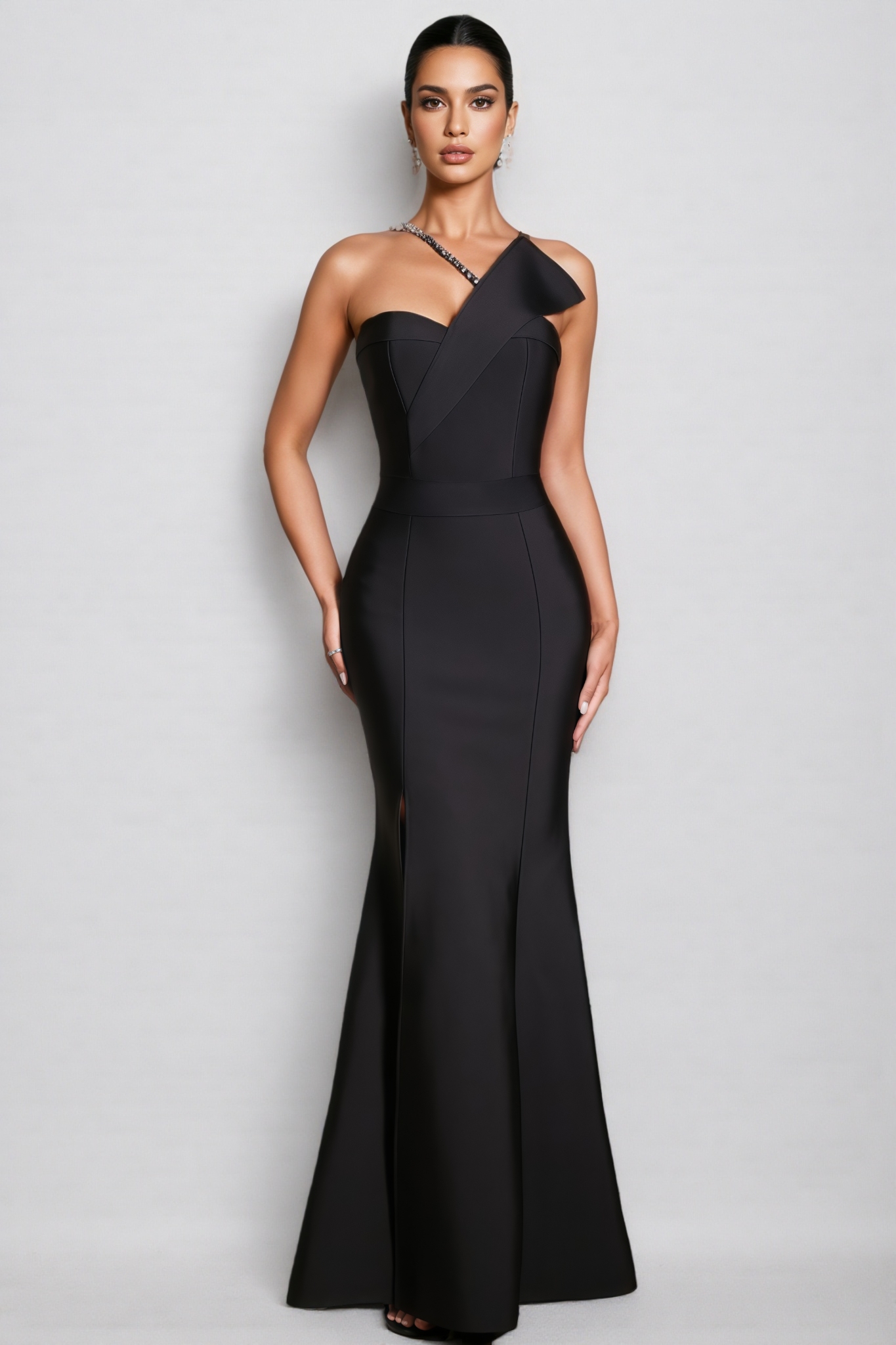 Nairi Beaded Fishtail Slit Maxi Dress