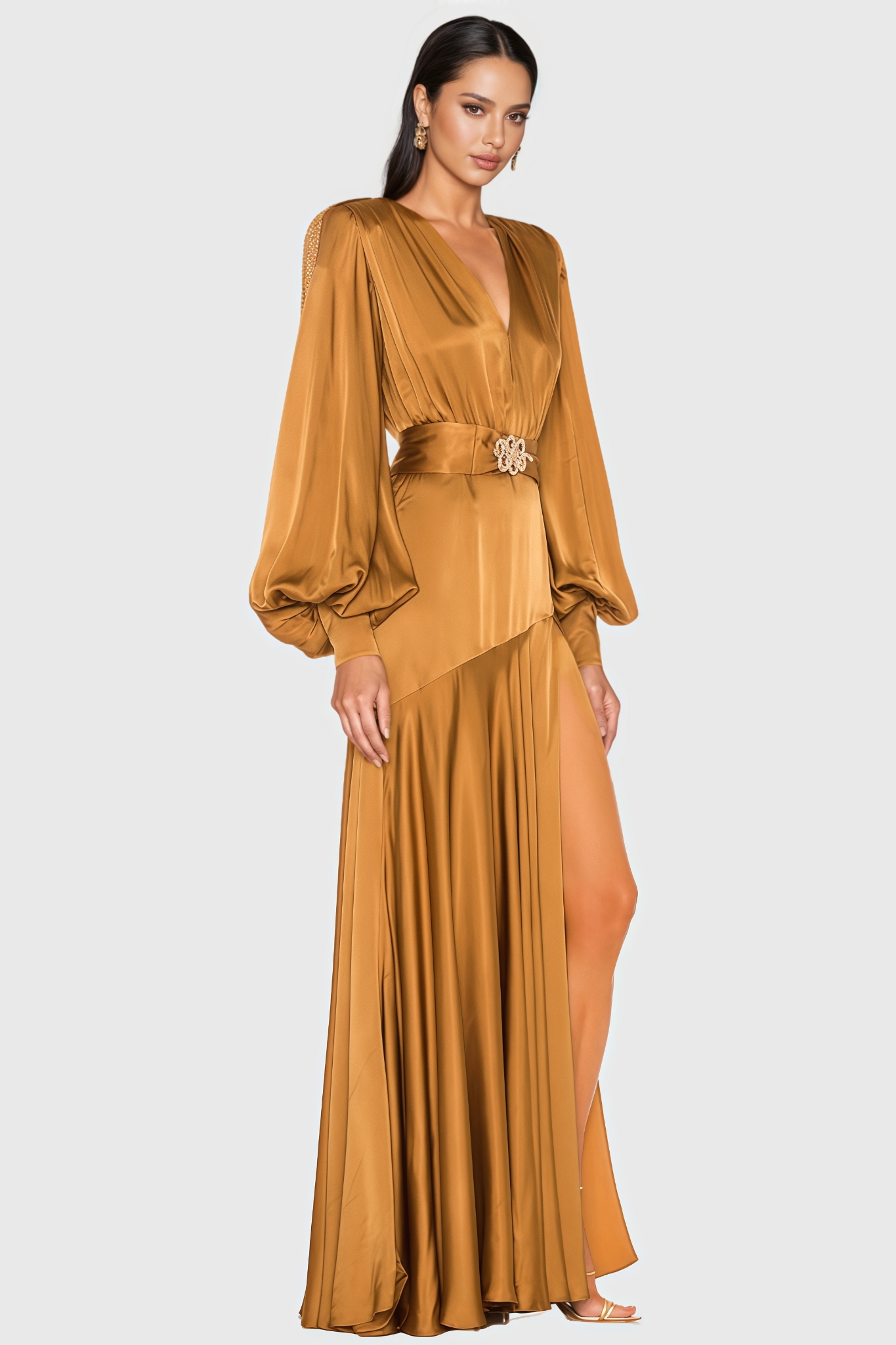 Char Deep V Shoulder Tassel Maxi Dress