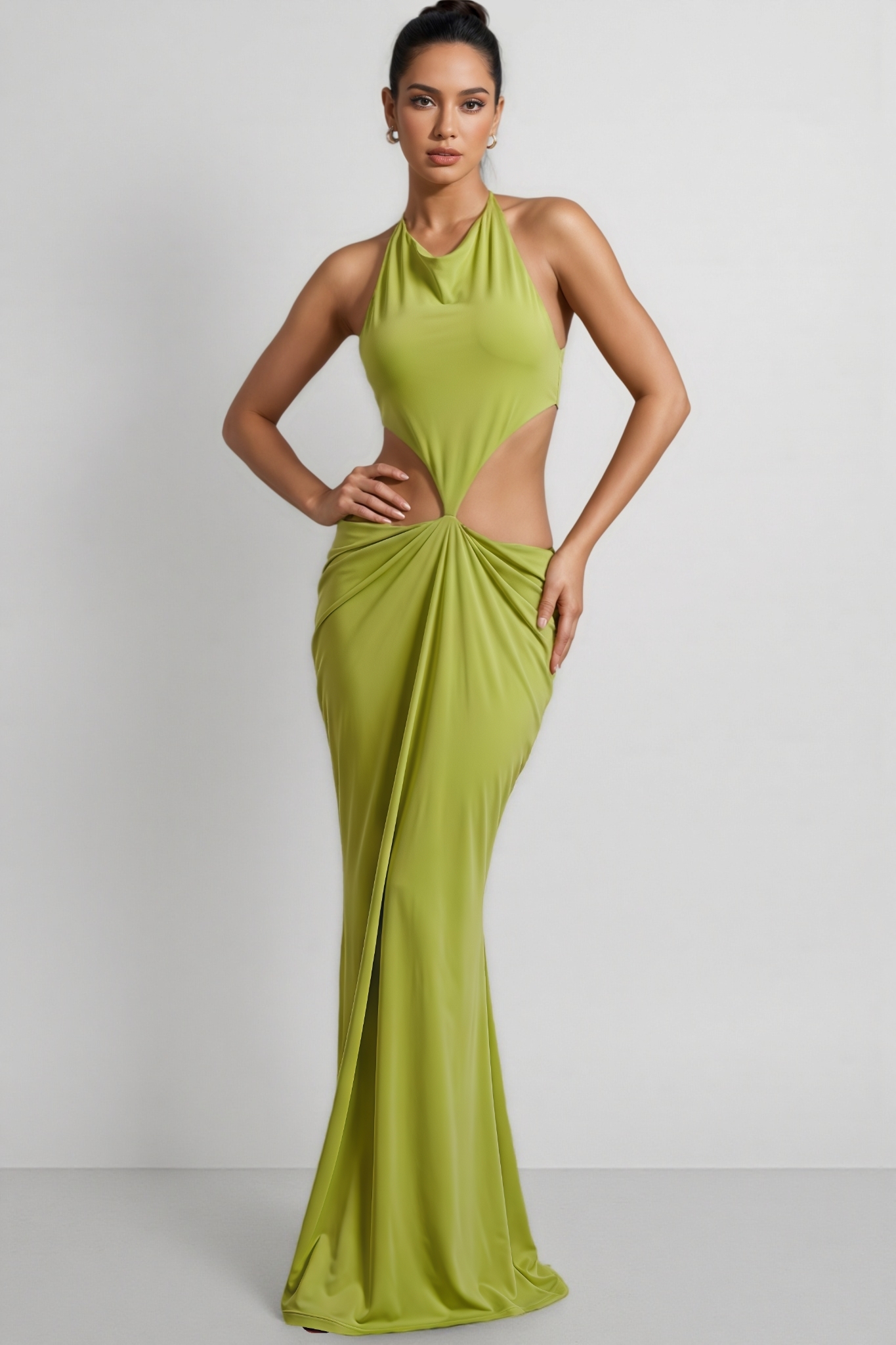 Vorelei Green Halter Neck Maxi Dress