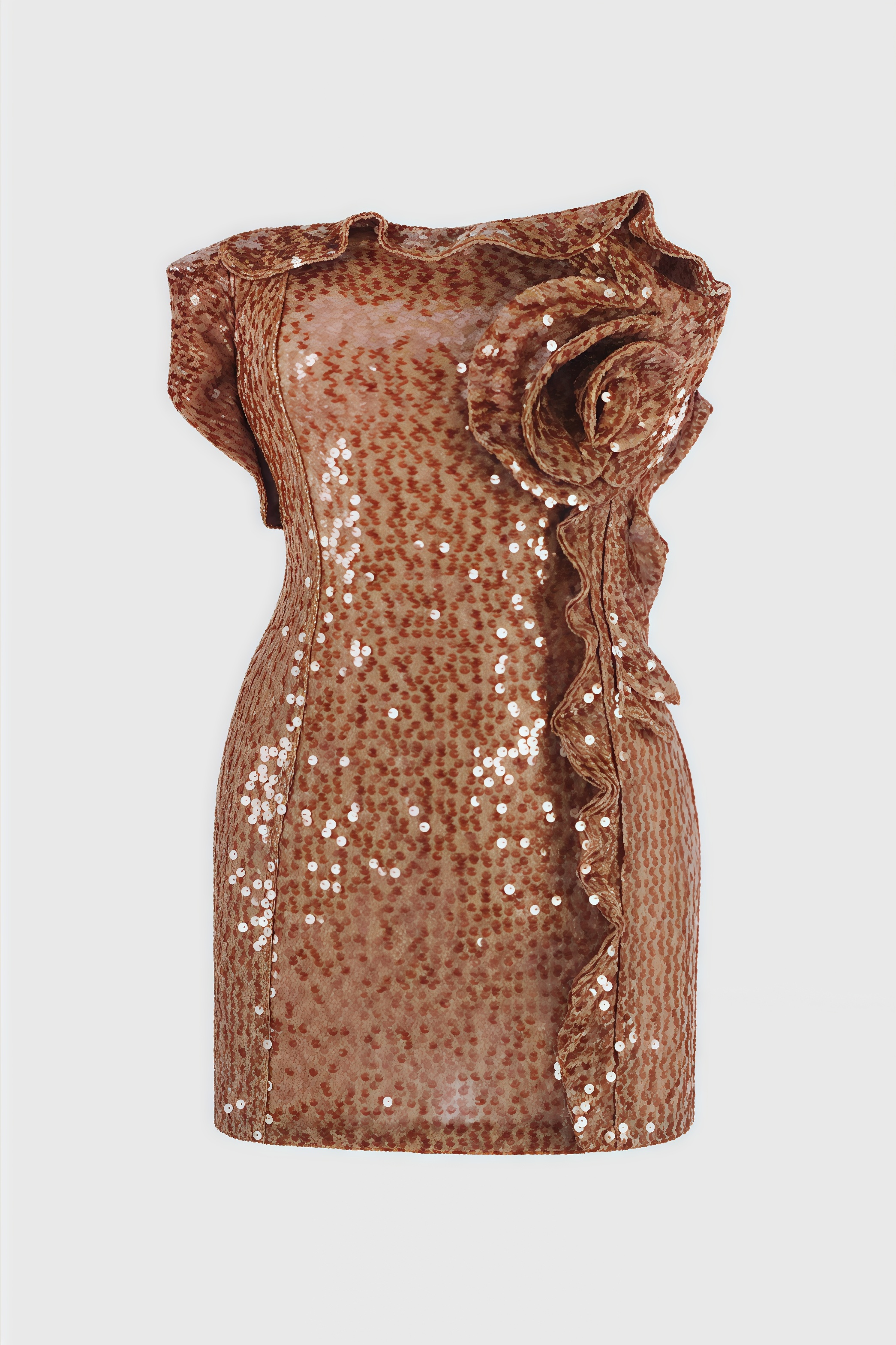 Jovilk Sequin 3D Flower Ruffled Mini Dress