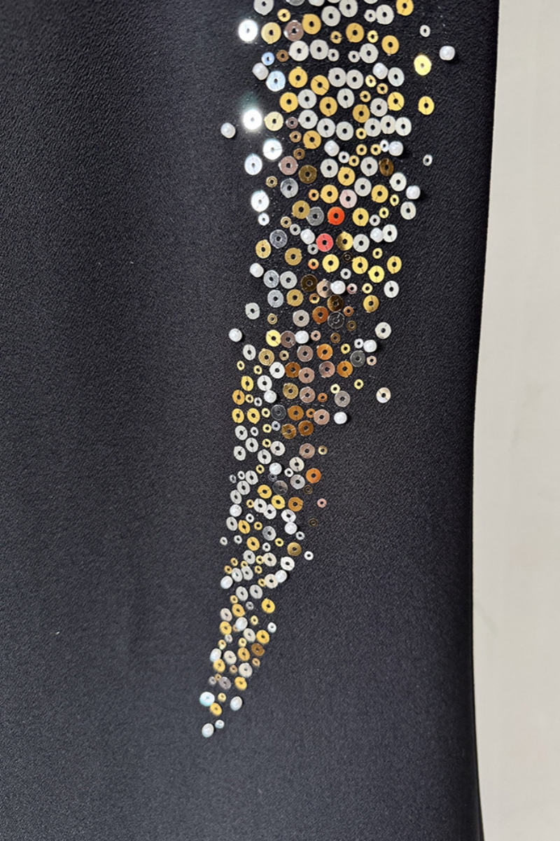 Beryrn Black Embellished Sequin Maxi Dress Set