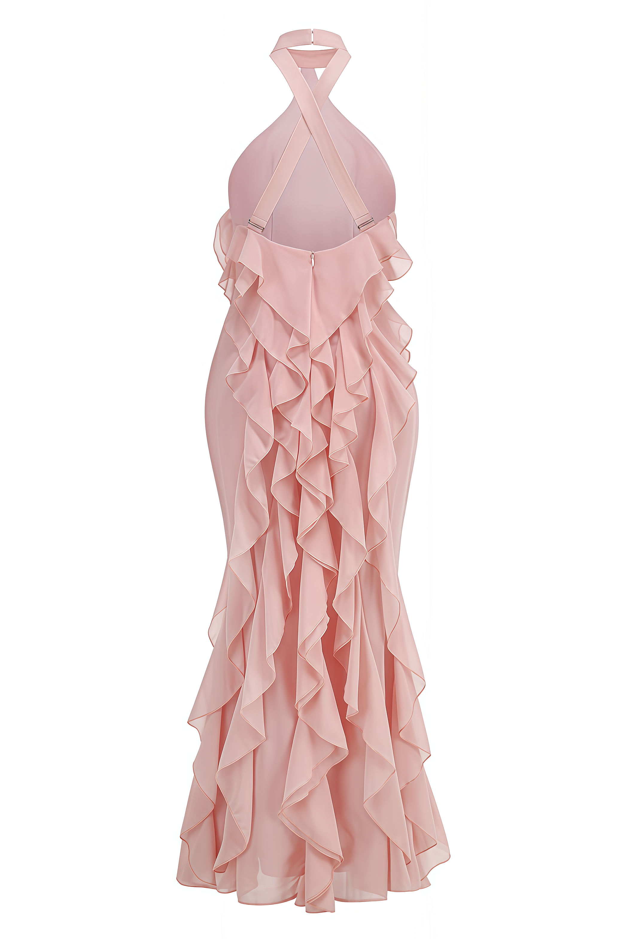Avrel Pink Ruffled Maxi Dress