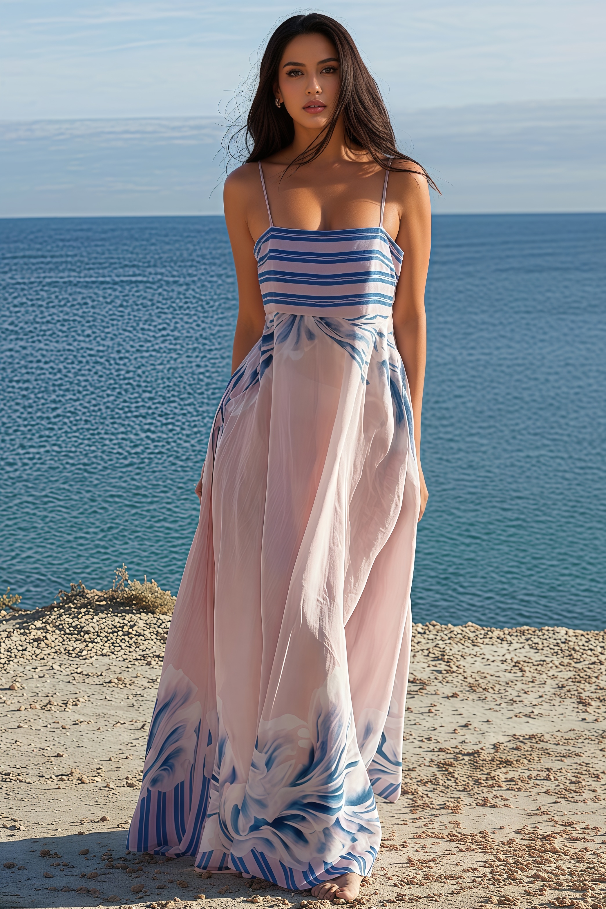 Ismane Pink Halter Maxi Dress
